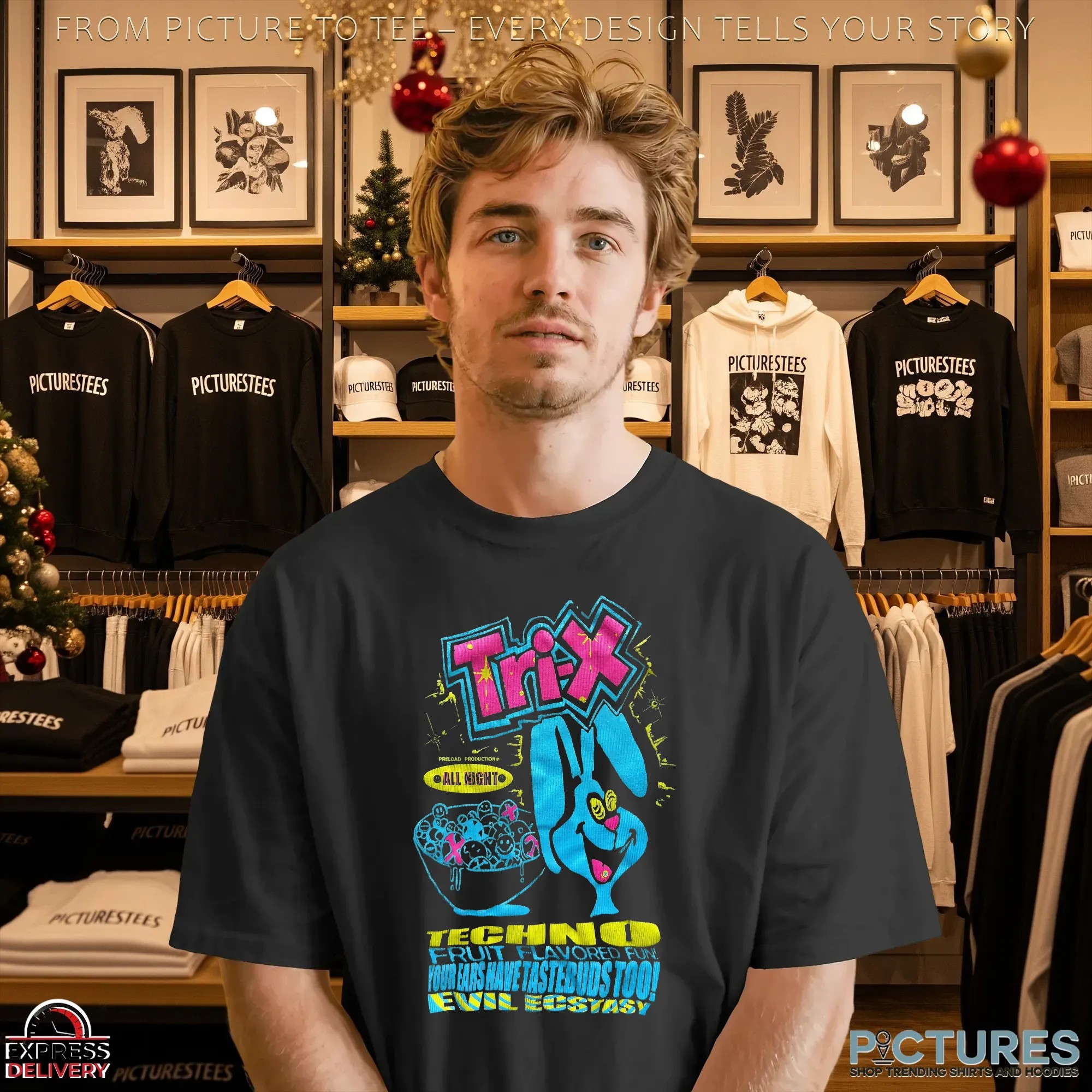 Trix Bunny Techno Fruit Flavored Fun Your Ears Have Tastebuds Too Evil Ecstasy T Shirt