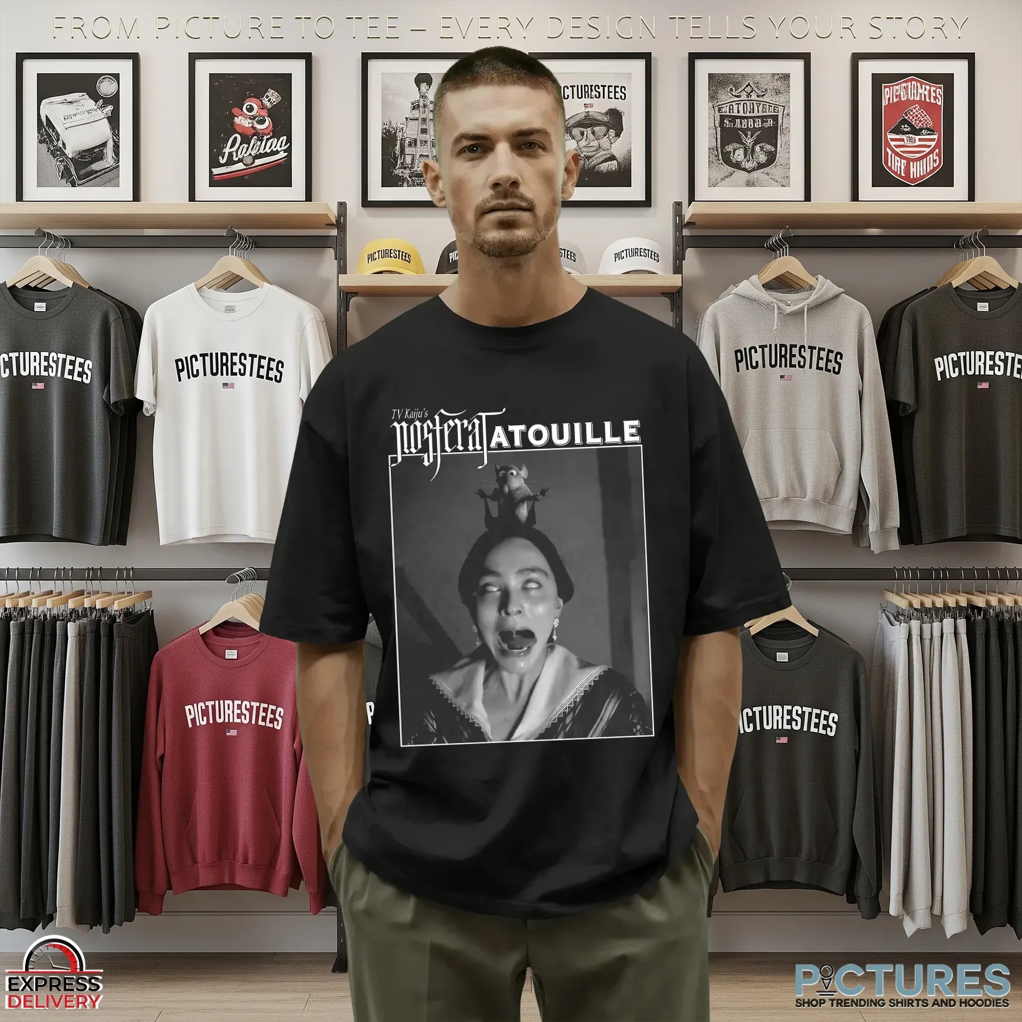 Tv Kaiju's Nosferatatouille 1922 Nosferatu And 2007 Ratatouille Film Mashup T Shirt