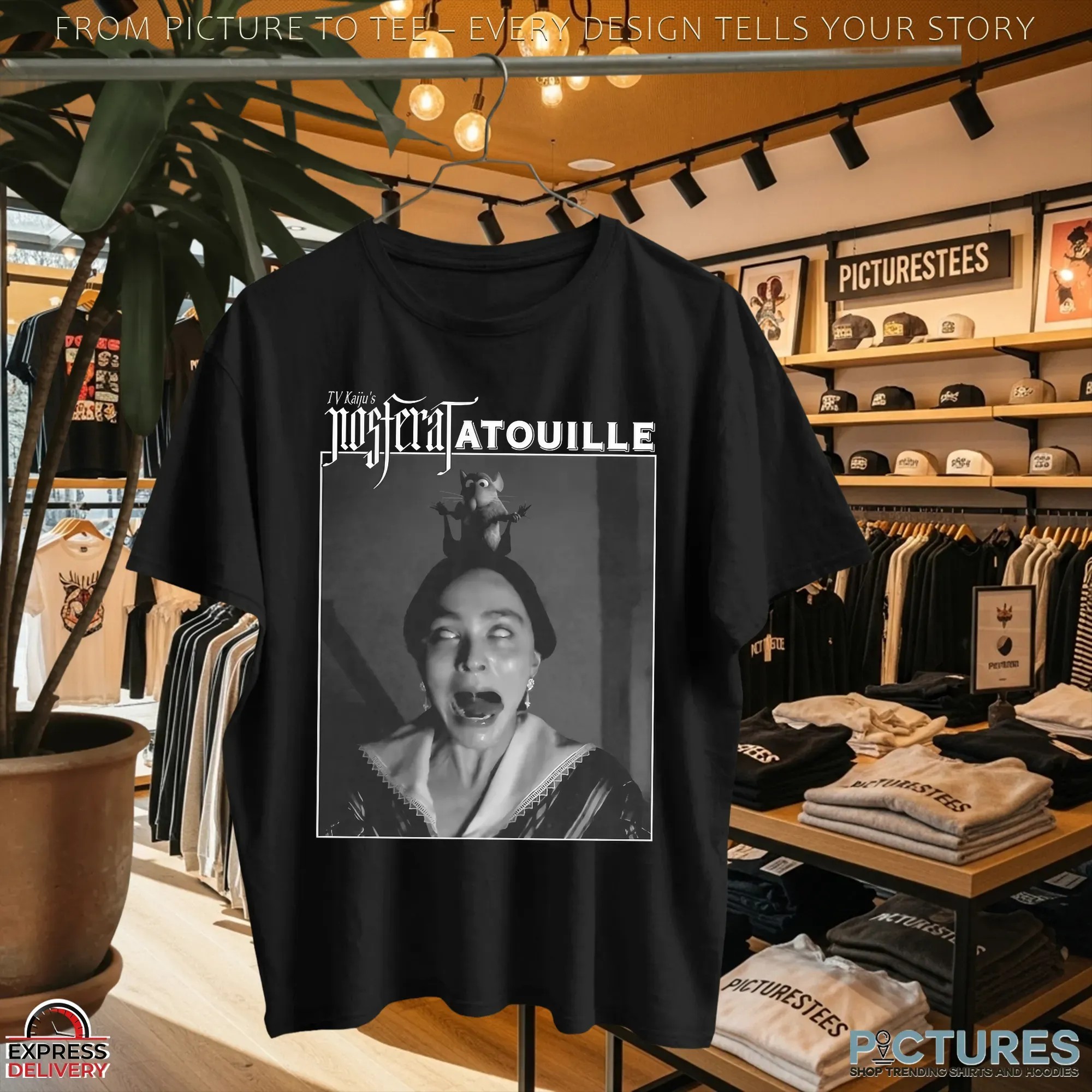 Tv Kaiju's Nosferatatouille 1922 Nosferatu And 2007 Ratatouille Film Mashup T Shirt Tv Kaiju's Nosferatatouille 1922 Nosferatu And 2007 Ratatouille Film Mashup T Shirt
