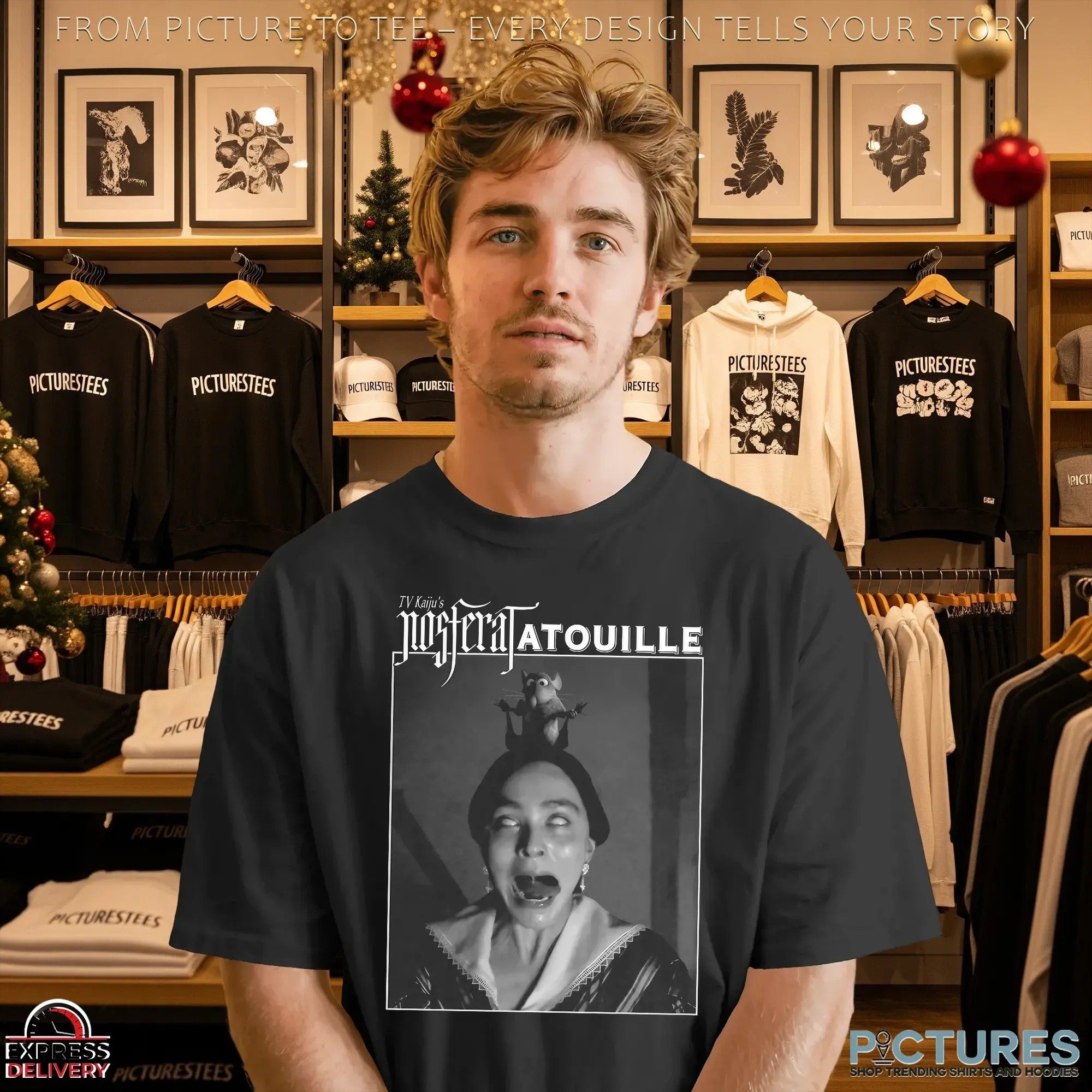 Tv Kaiju's Nosferatatouille 1922 Nosferatu And 2007 Ratatouille Film Mashup T Shirt Tv Kaiju's Nosferatatouille 1922 Nosferatu And 2007 Ratatouille Film Mashup T Shirt