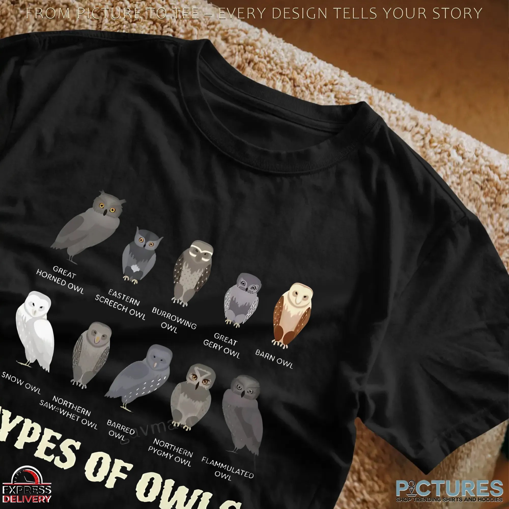 Types of Owls Great Horned Owl Eastern Sceech Owl T Shirt Types of Owls Great Horned Owl Eastern Sceech Owl T Shirt