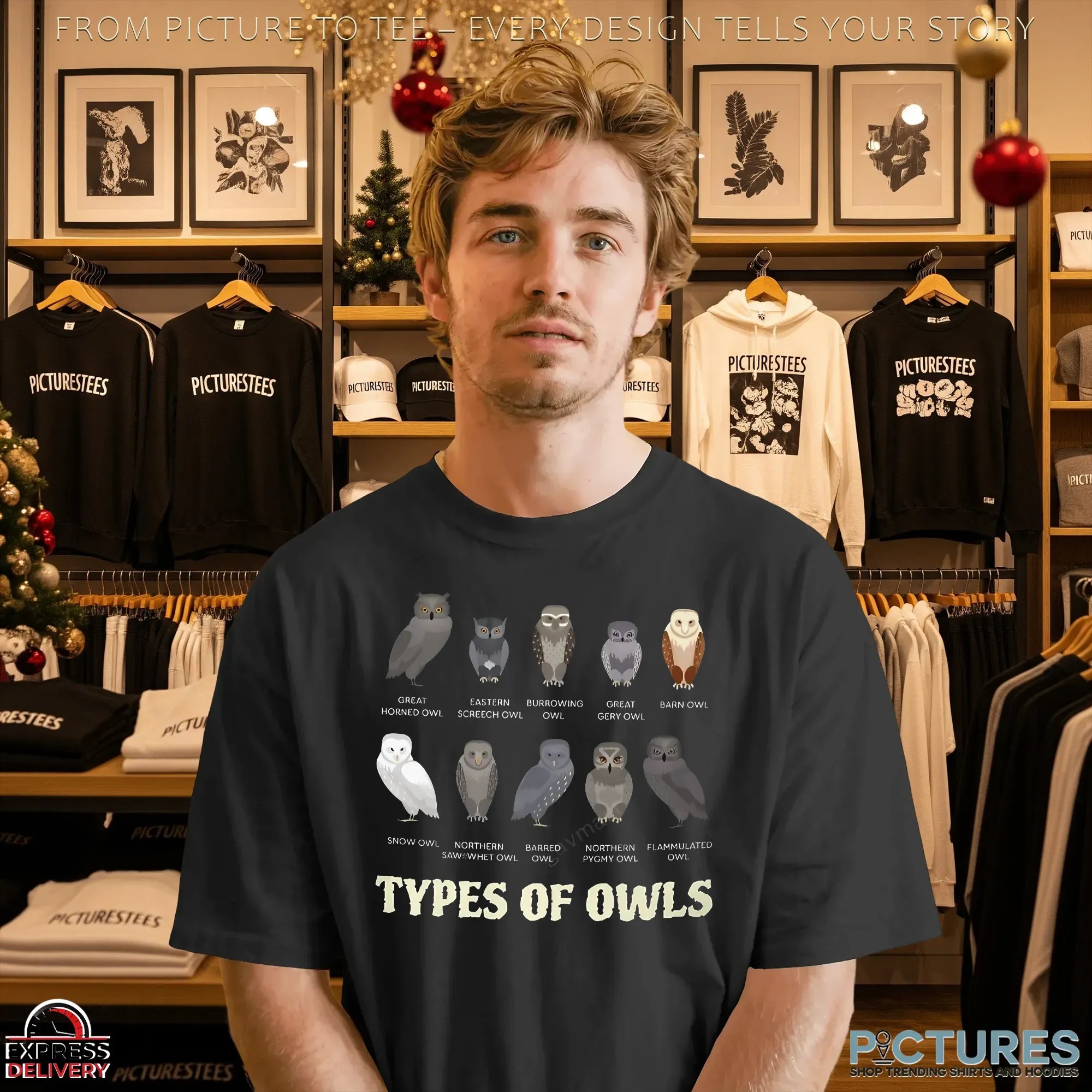Types of Owls Great Horned Owl Eastern Sceech Owl T Shirt Types of Owls Great Horned Owl Eastern Sceech Owl T Shirt