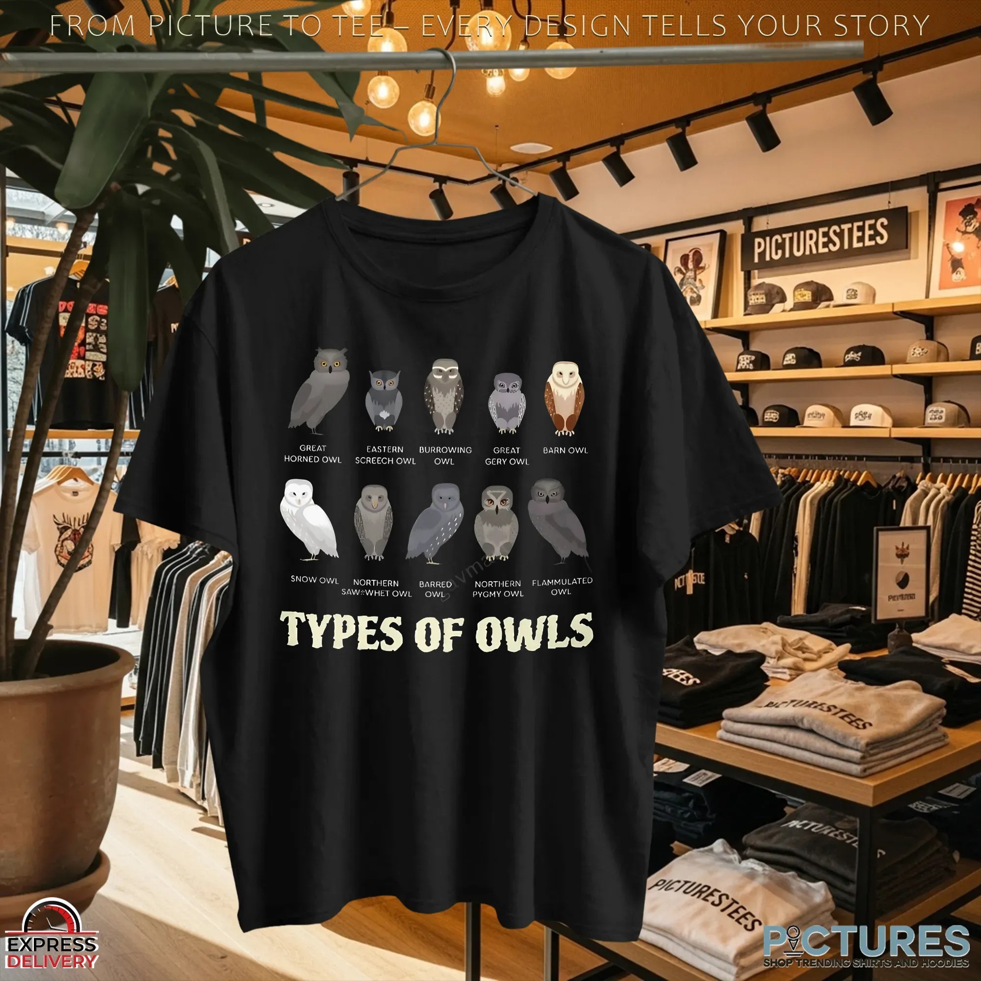 Types of Owls Great Horned Owl Eastern Sceech Owl T Shirt Types of Owls Great Horned Owl Eastern Sceech Owl T Shirt