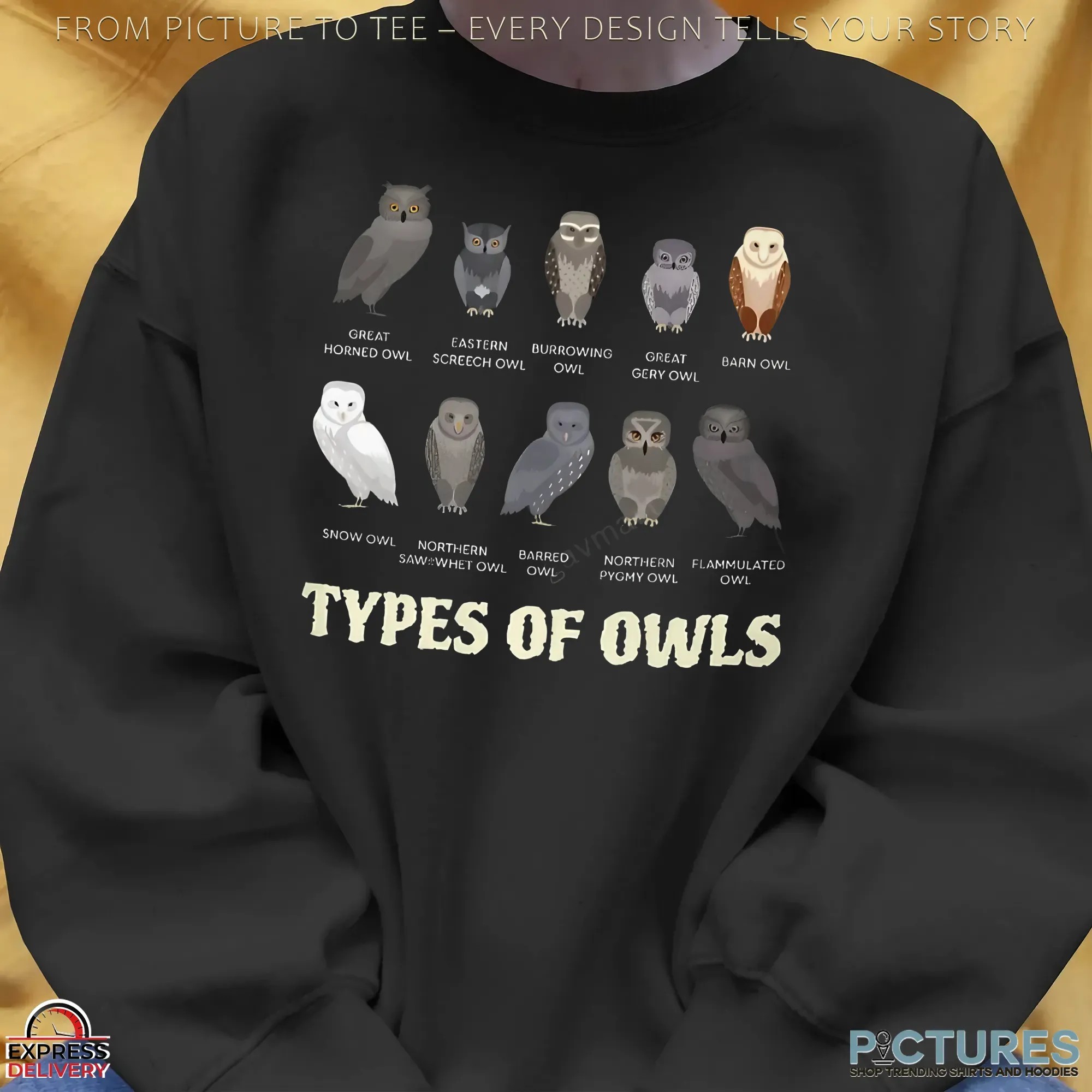 Types of Owls Great Horned Owl Eastern Sceech Owl T Shirt Types of Owls Great Horned Owl Eastern Sceech Owl T Shirt