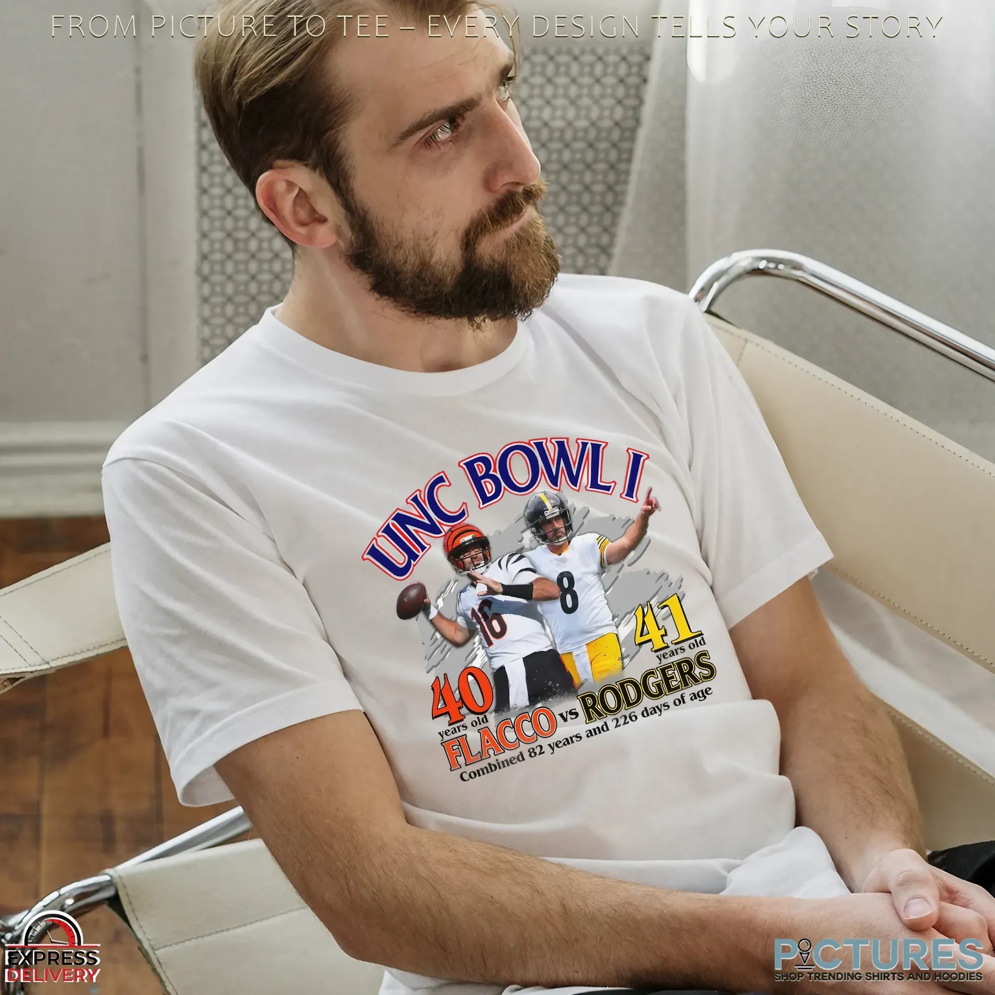 Unc Bowl I Flacco Vs Rodgers Combined 82 Years And 226 Days Of Age T Shirt