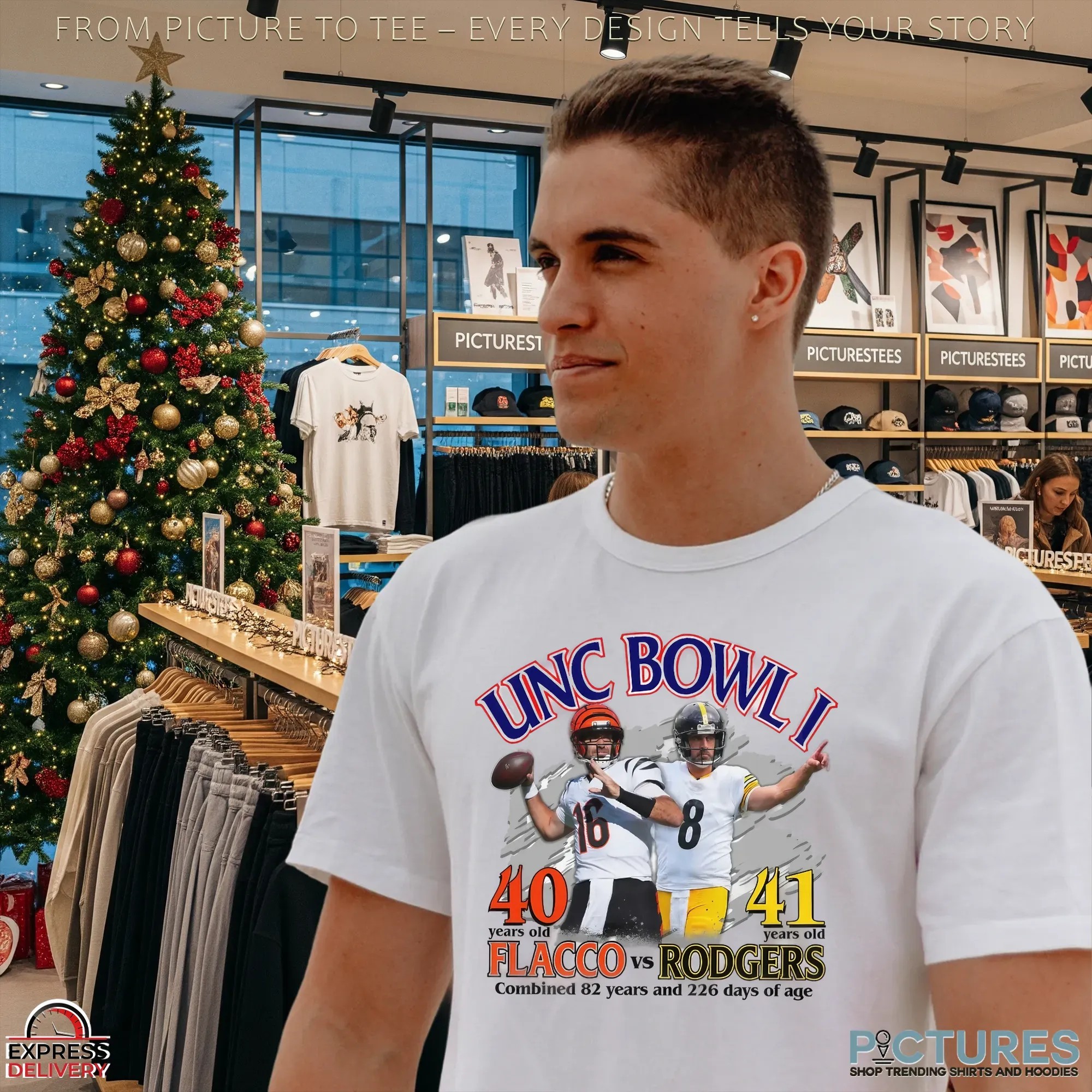 Unc Bowl I Flacco Vs Rodgers Combined 82 Years And 226 Days Of Age T Shirt