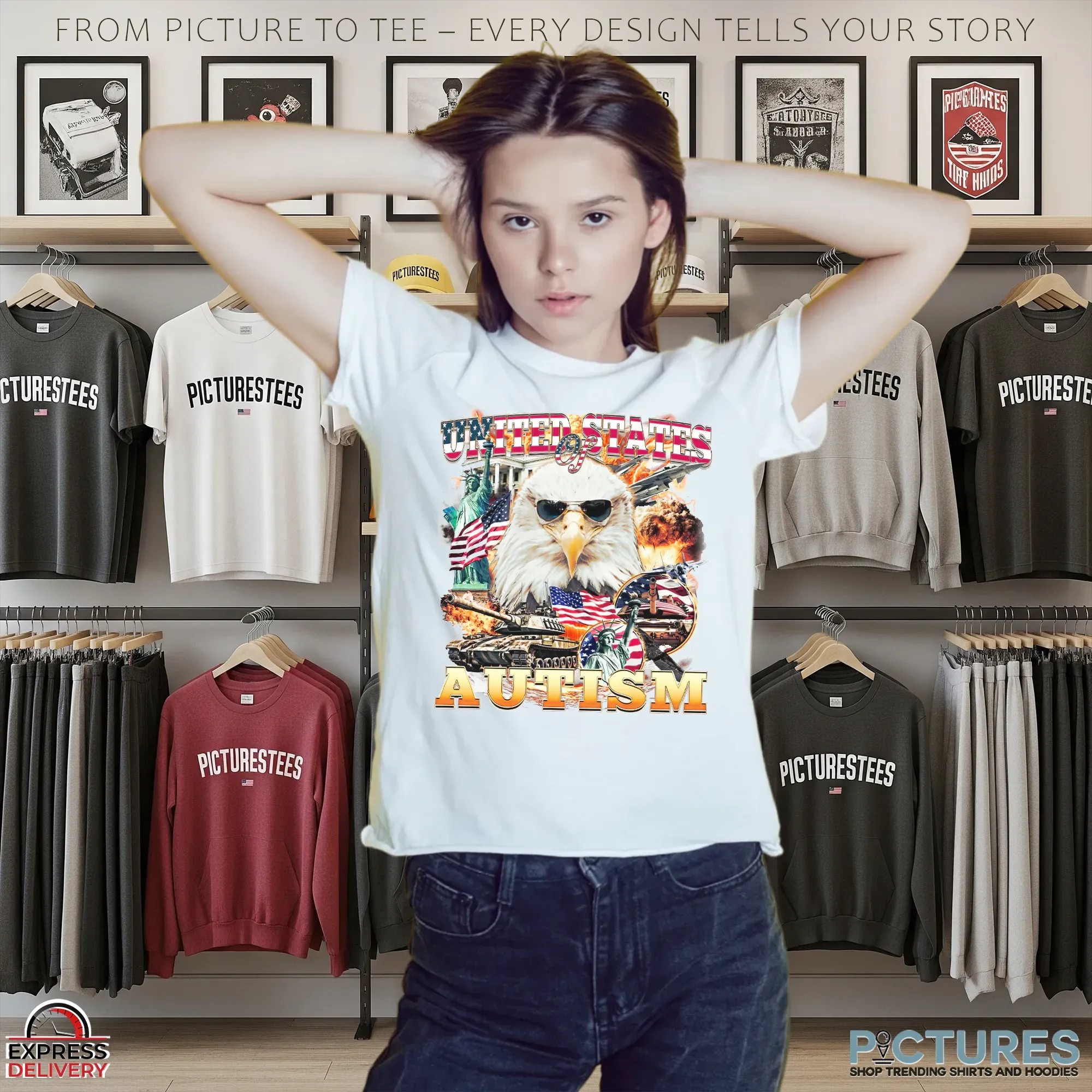 United States Of Autism Eagle America T Shirt