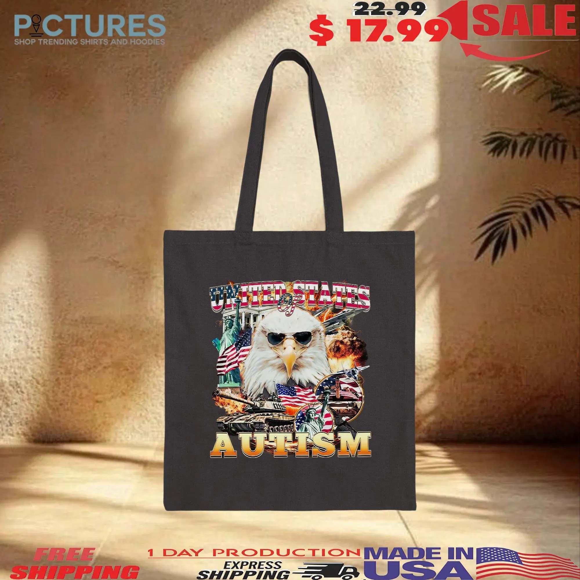 United States Of Autism Eagle USA Vintage Bootleg Style Shirt