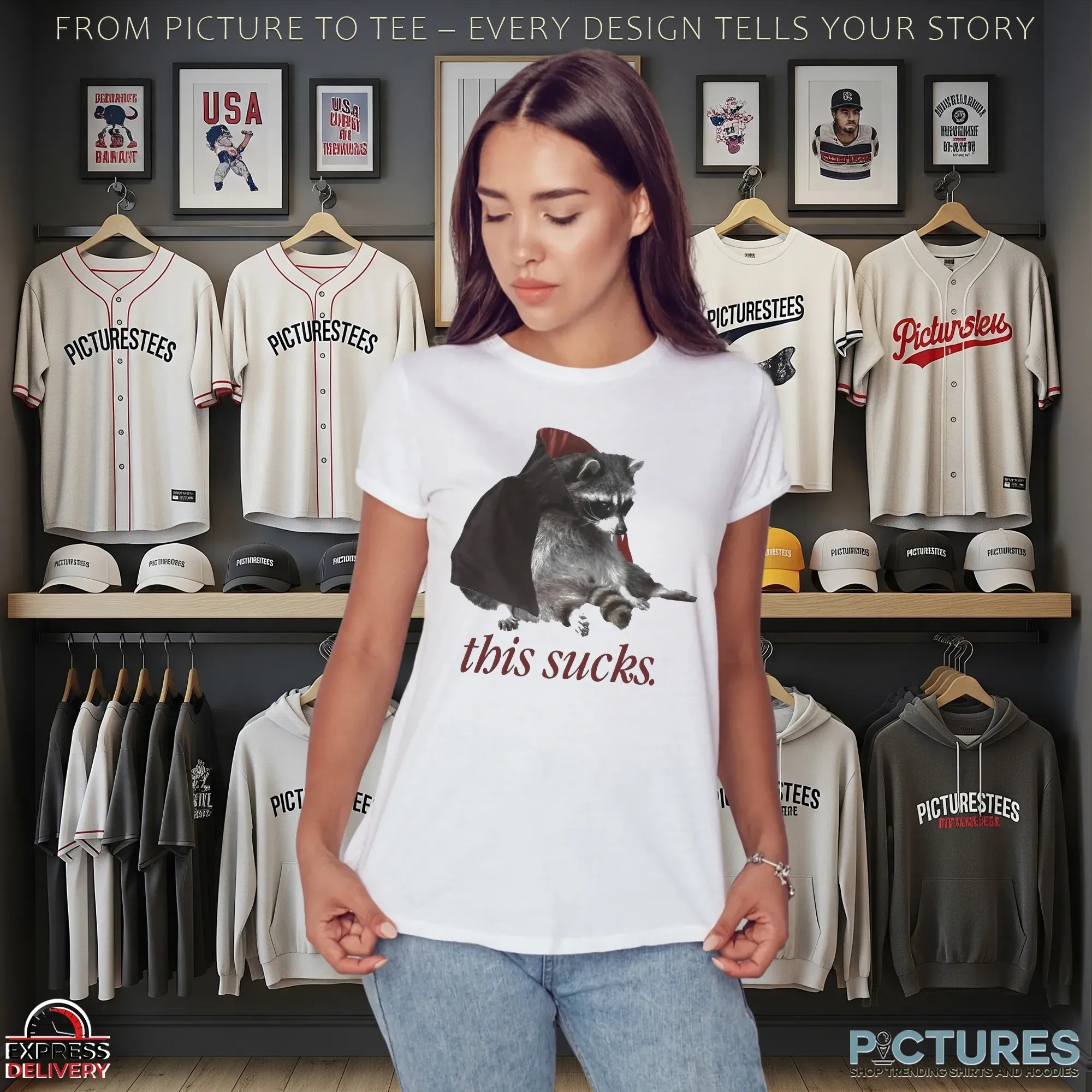 Vampire Raccoon This Sucks Halloween Spooky Season T Shirt