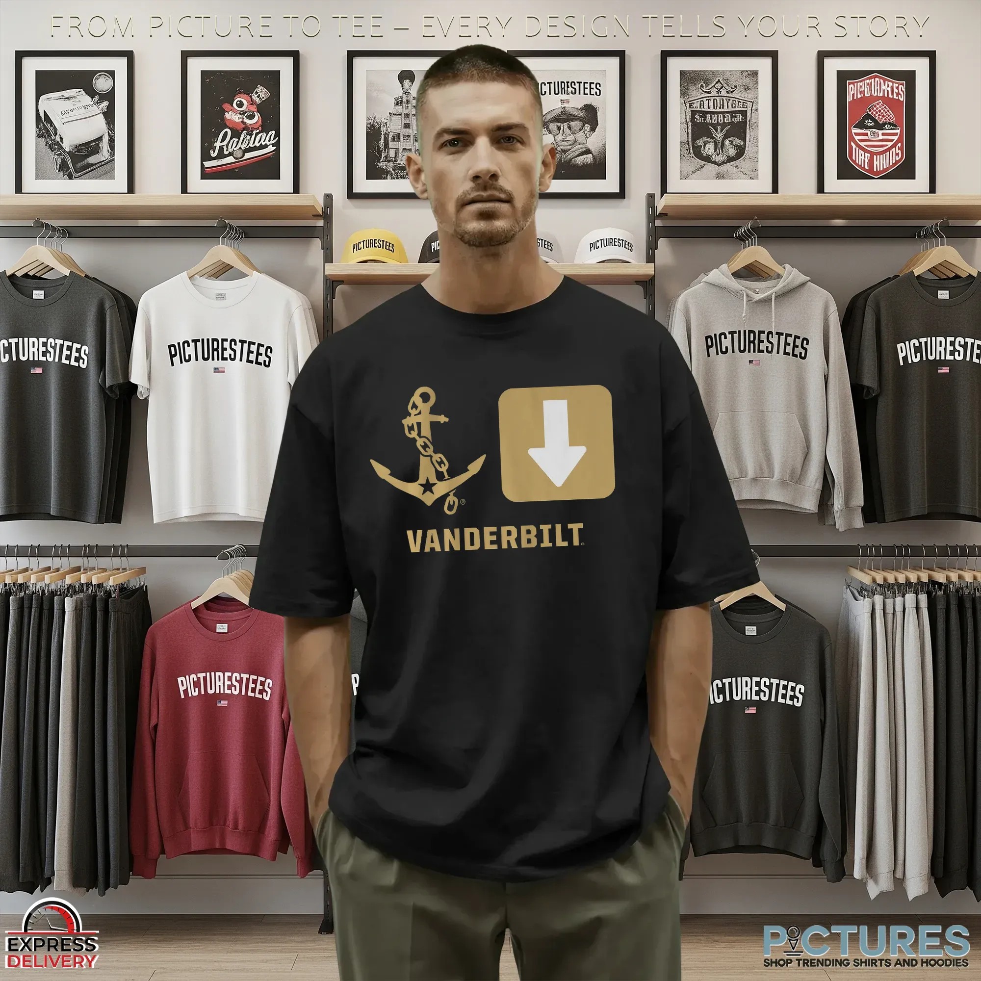 Vanderbilt Commodores Anchor Down Symbols T Shirt