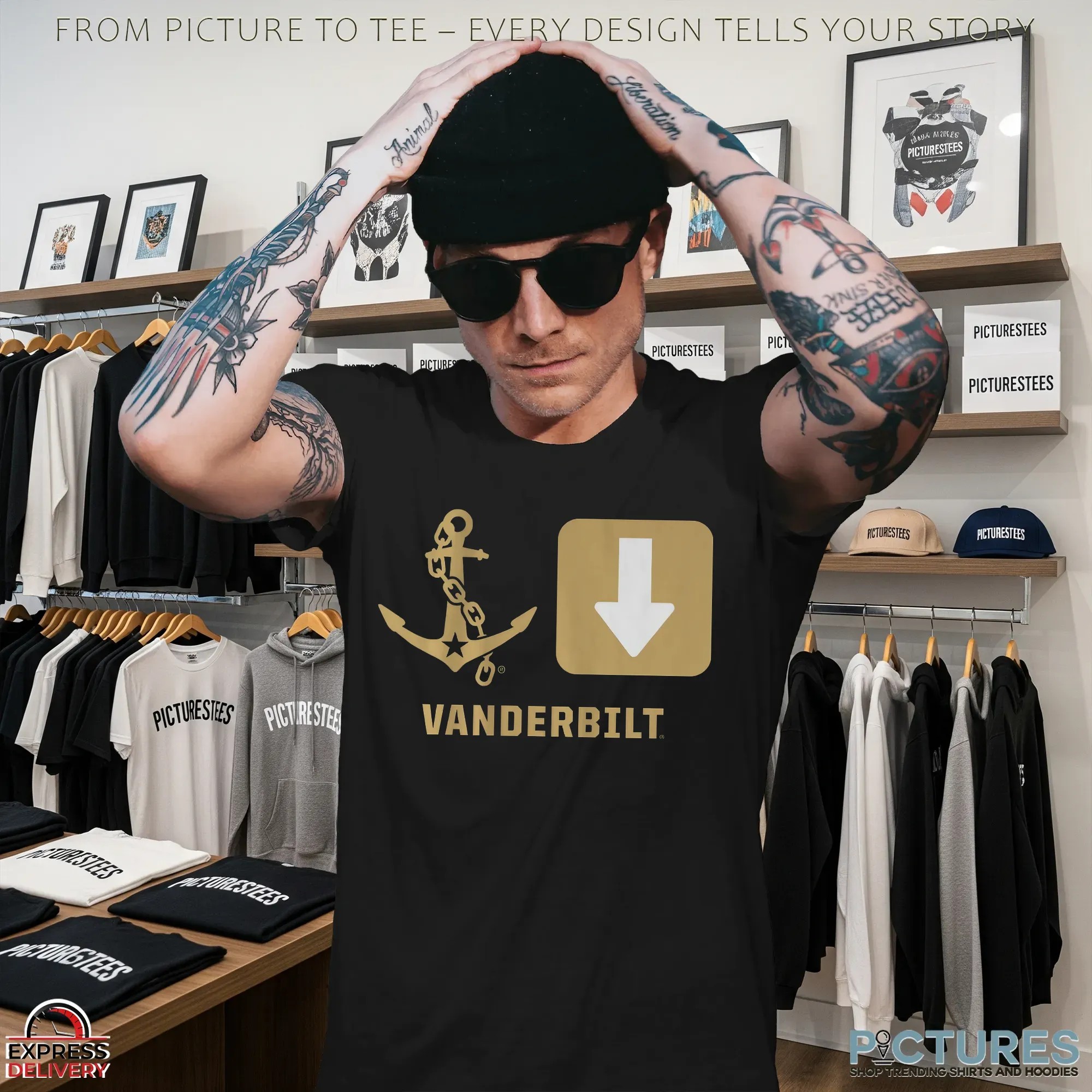 Vanderbilt Commodores Anchor Down Symbols T Shirt Vanderbilt Commodores Anchor Down Symbols T Shirt
