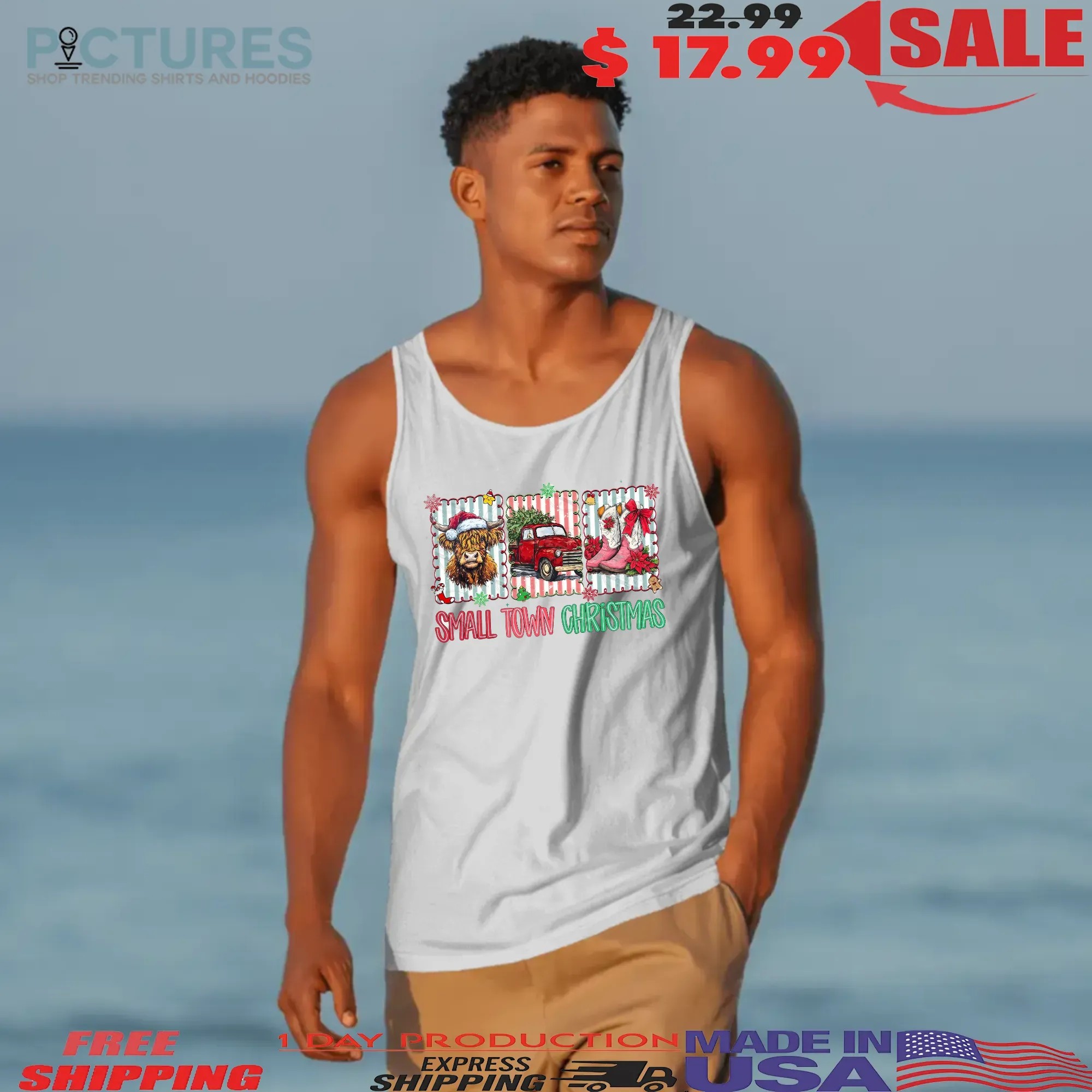 Vintage Small Town Christmas Cowgirl T Shirt