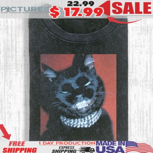 Wacky Cat Grillz Funny T-shirt