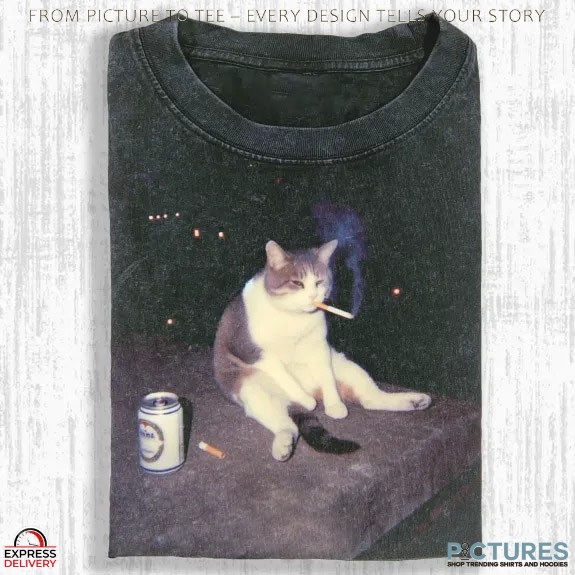 Wacky Cat Smoking T-shirt