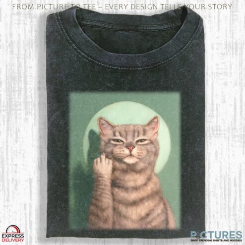Wacky Cat & Middle Finger Meme T Shirt