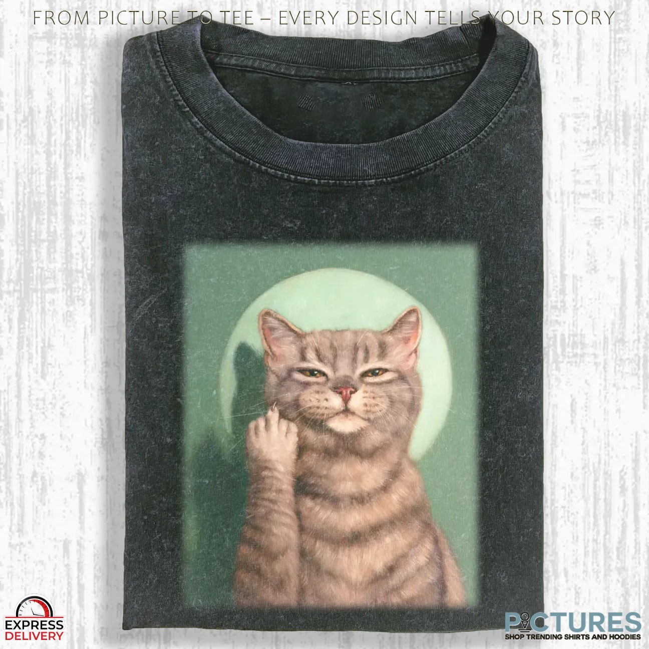 Wacky Cat & Middle Finger Meme T Shirt