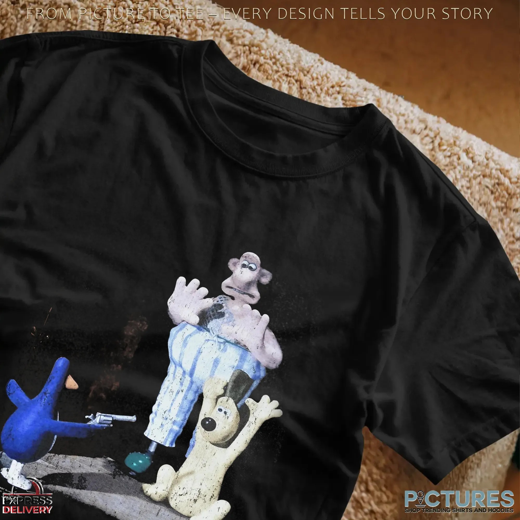 Wallace And Gromit Feathers Mcgraw Penguin Wrong Trousers Vintage Movie Scene Vintage T Shirt