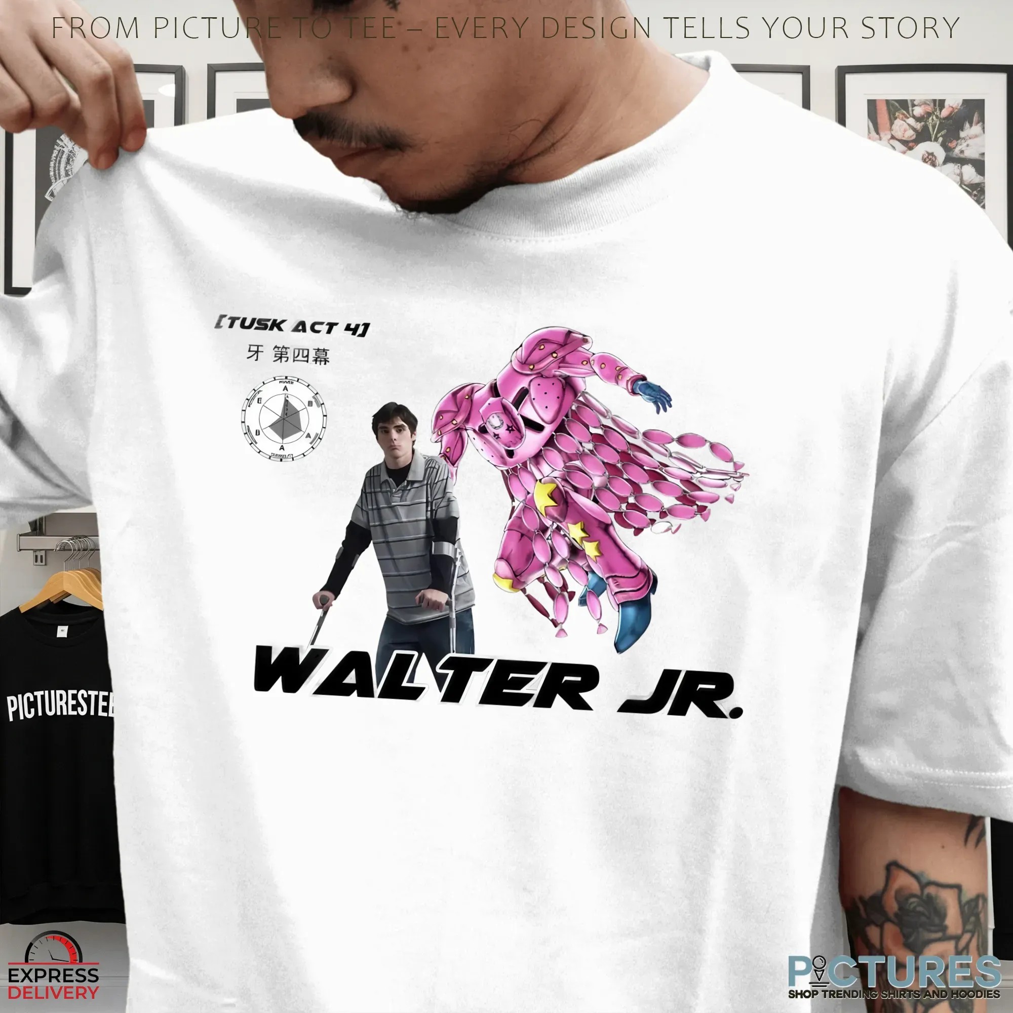 Walter Jr X Johnny Joestar Jojo's Bizarre Adventure Tusk Act 4 Parody Mashup T Shirt