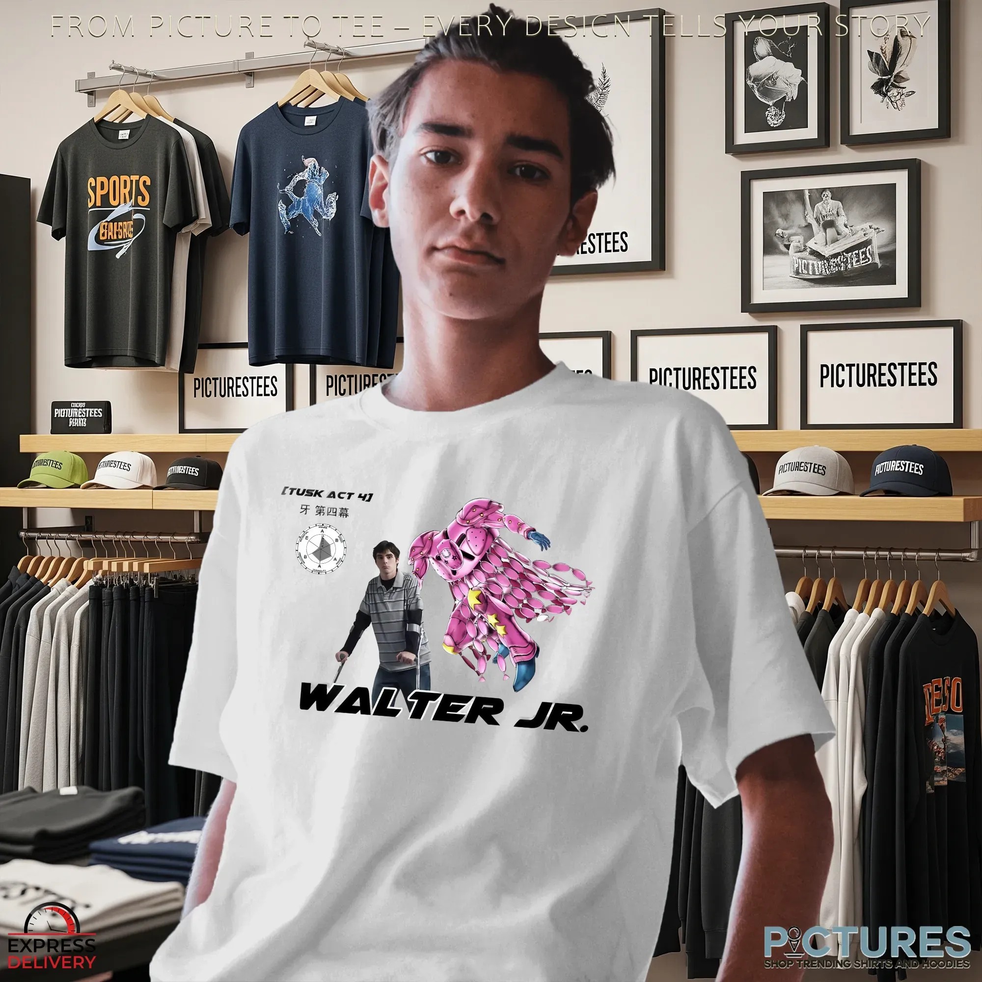 Walter Jr X Johnny Joestar Jojo's Bizarre Adventure Tusk Act 4 Parody Mashup T Shirt