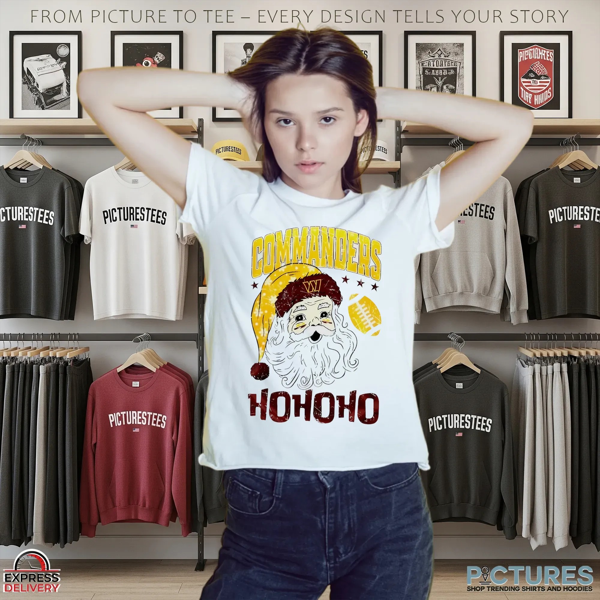 Washington Commanders Santa Claus Ho Ho Ho NFL Merry Christmas T Shirt
