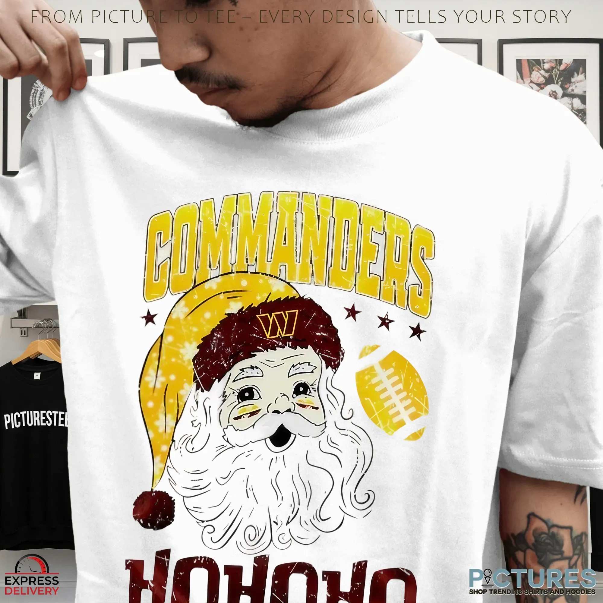 Washington Commanders Santa Claus Ho Ho Ho NFL Merry Christmas T Shirt