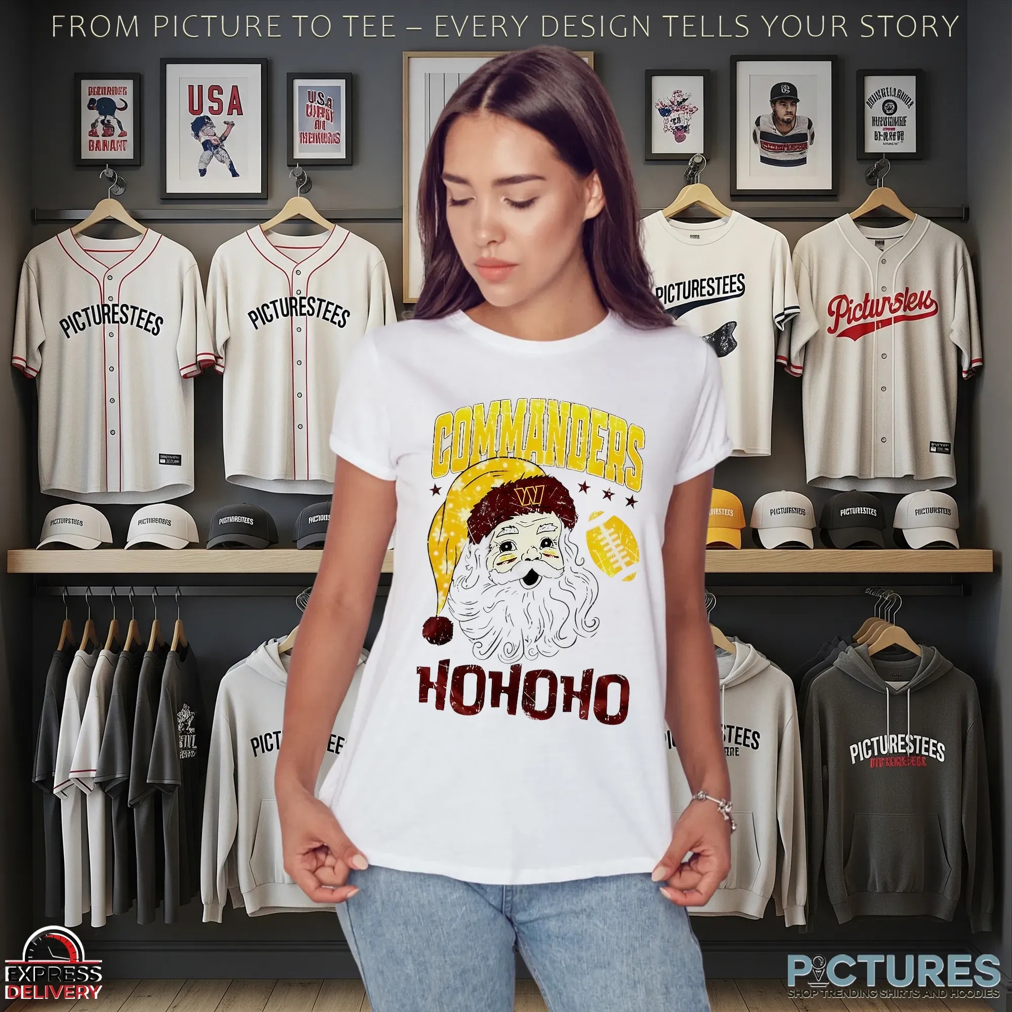 Washington Commanders Santa Claus Ho Ho Ho NFL Merry Christmas T Shirt