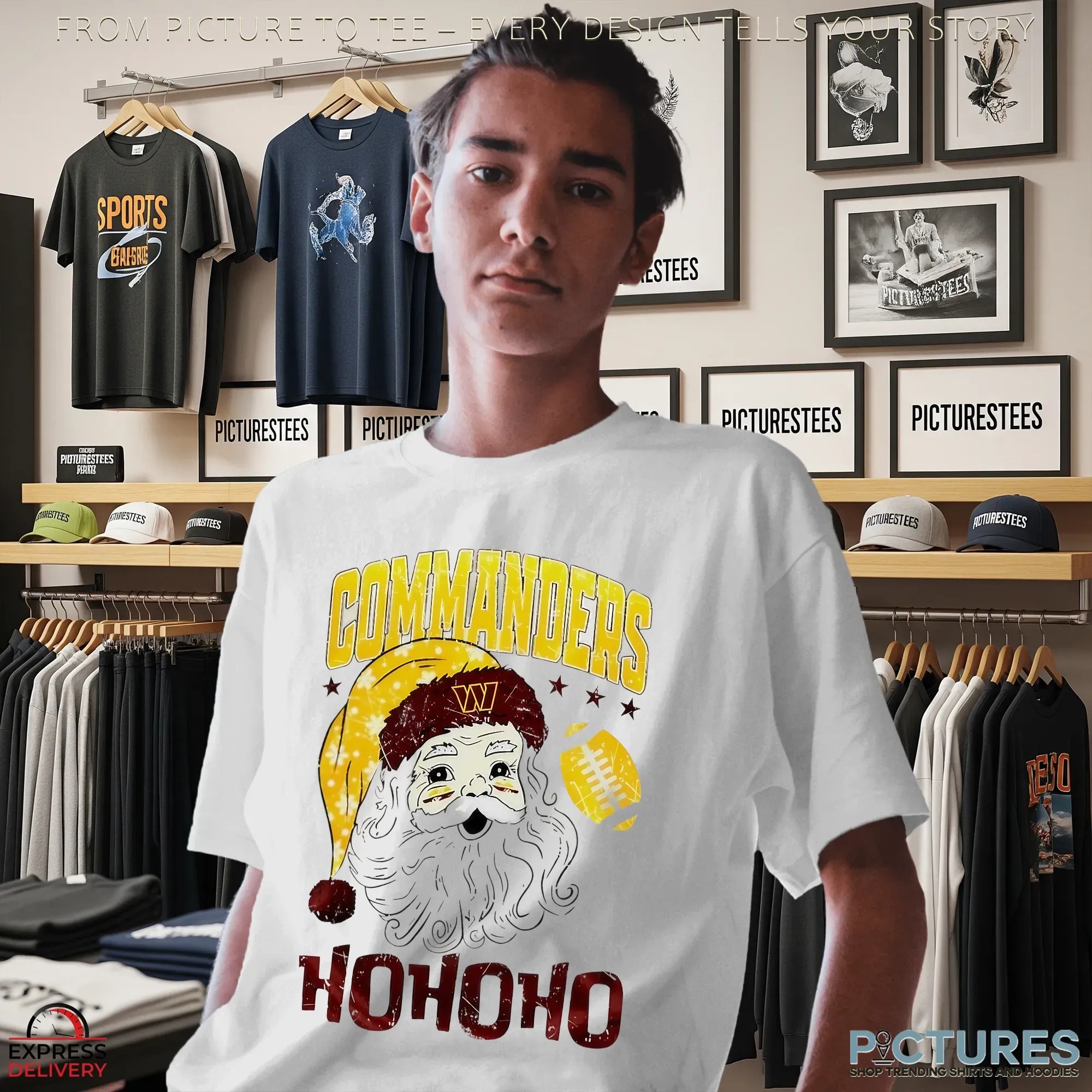 Washington Commanders Santa Claus Ho Ho Ho NFL Merry Christmas T Shirt