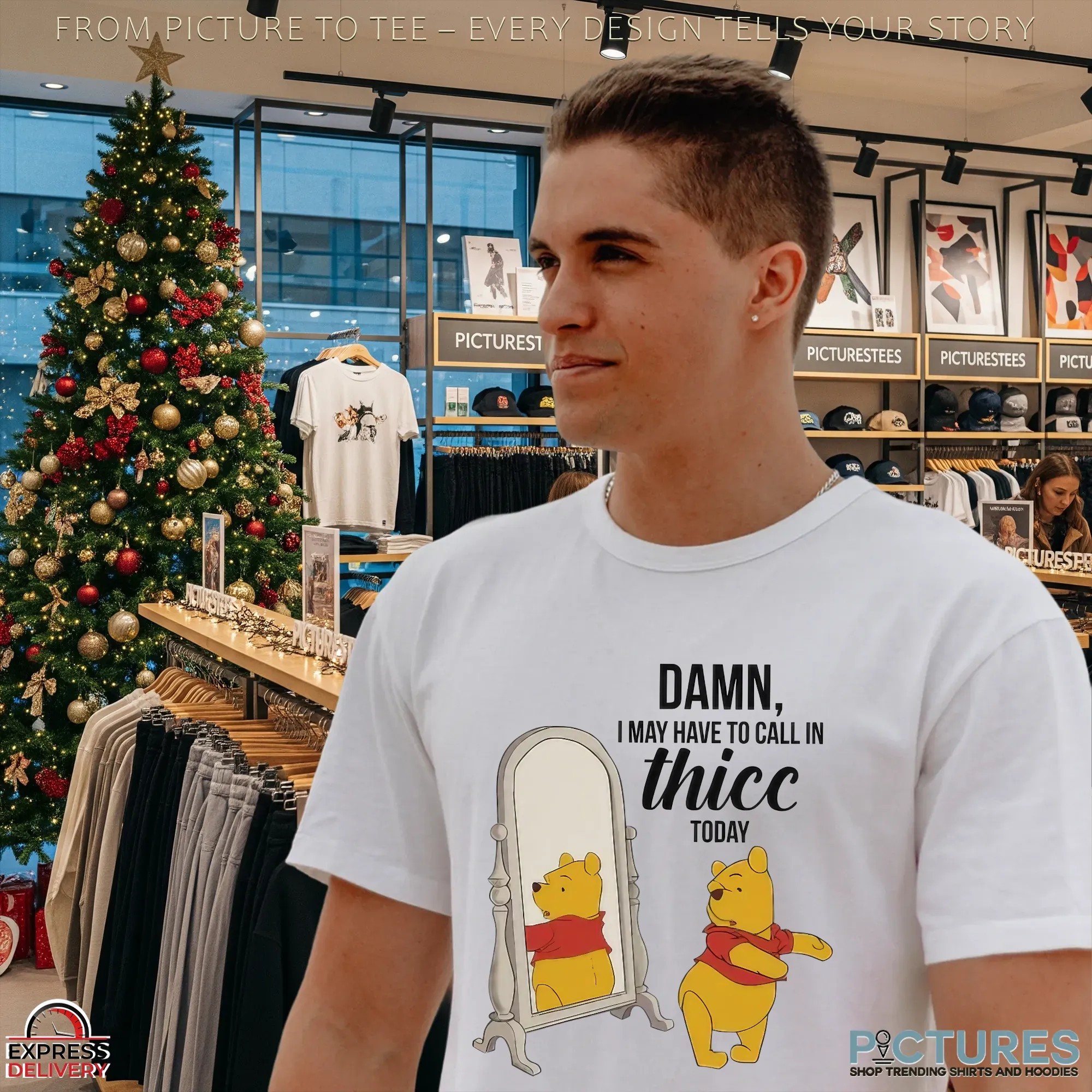 Winnie Pooh Damn I May Have To Call In Thicc Today T Shirt