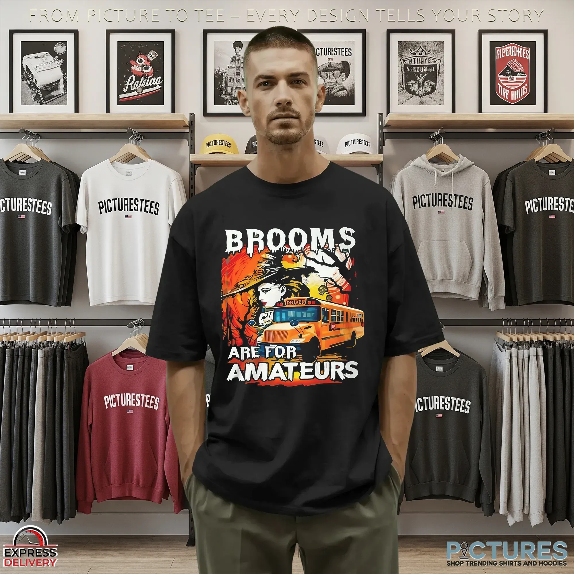 Witch School Bus Brooms Are For Amateurs Halloween T Shirt