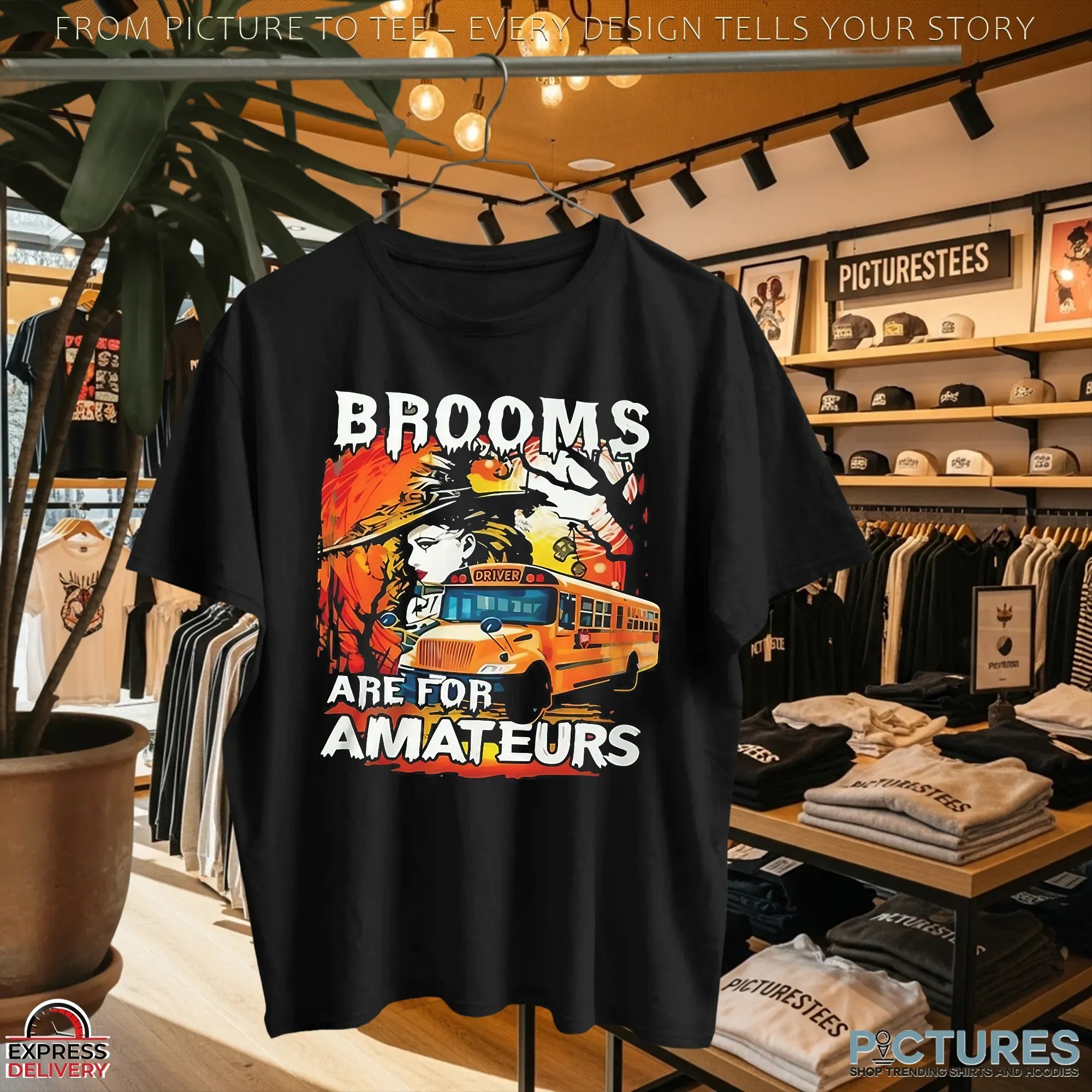 Witch School Bus Brooms Are For Amateurs Halloween T Shirt