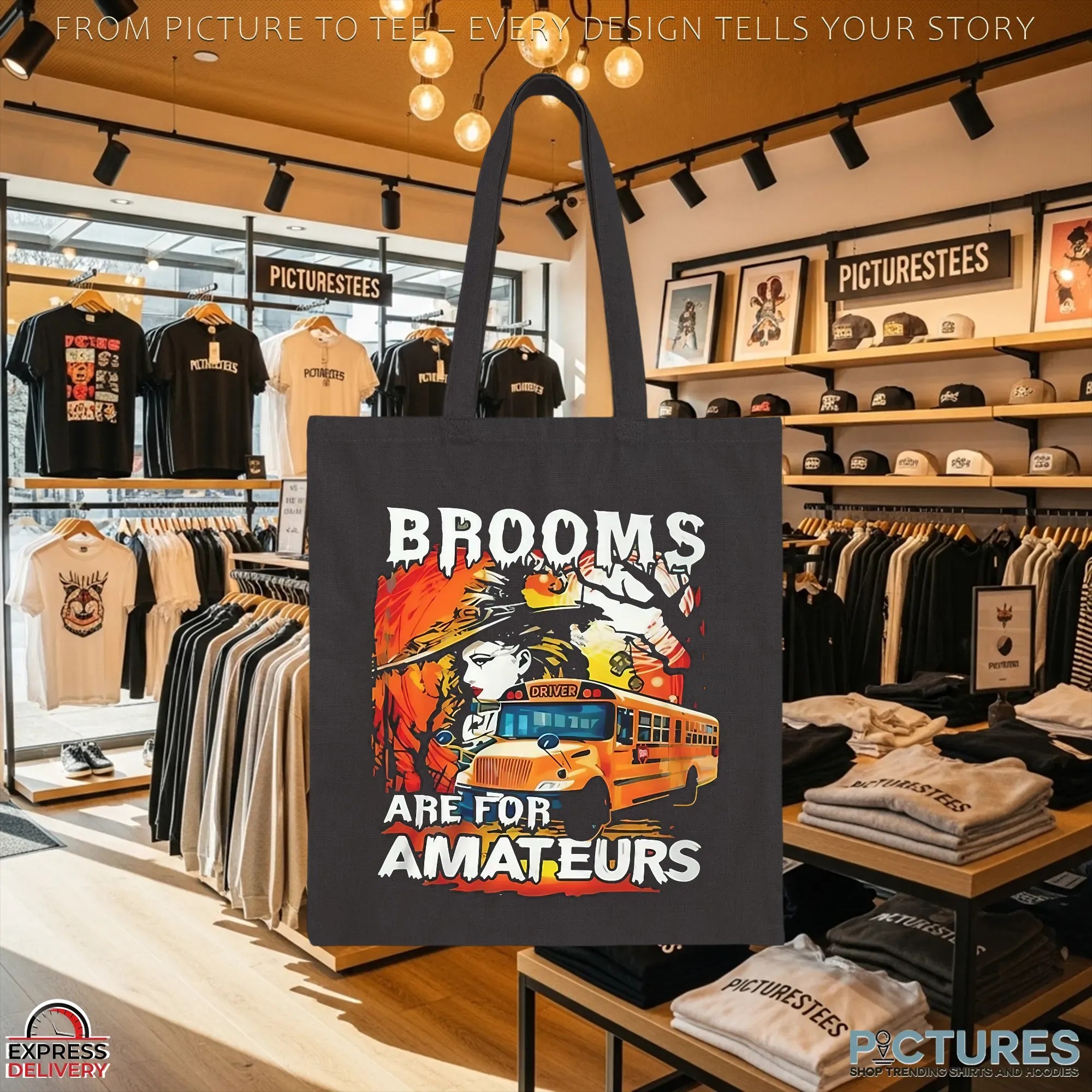 Witch School Bus Brooms Are For Amateurs Halloween T Shirt