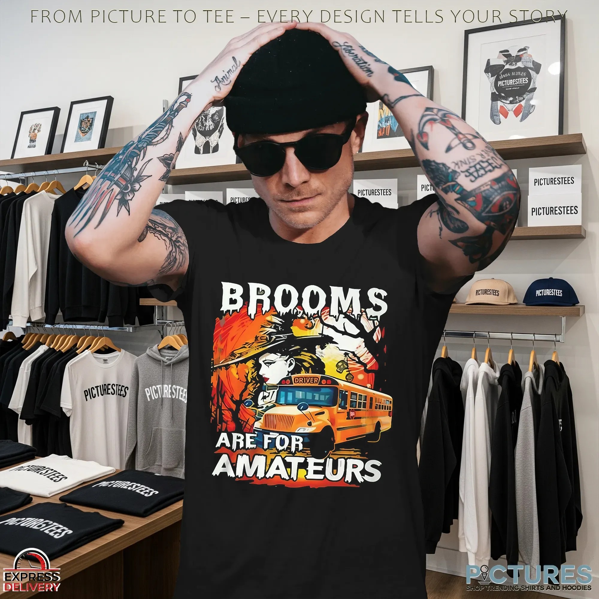 Witch School Bus Brooms Are For Amateurs Halloween T Shirt