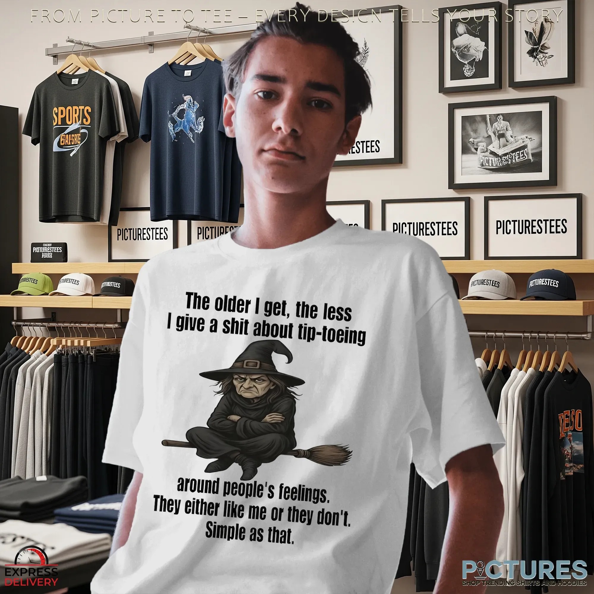 Wizard The Older I Get The Less I Give A Shit About Tip Toeing Around People's Feelings Halloween T Shirt