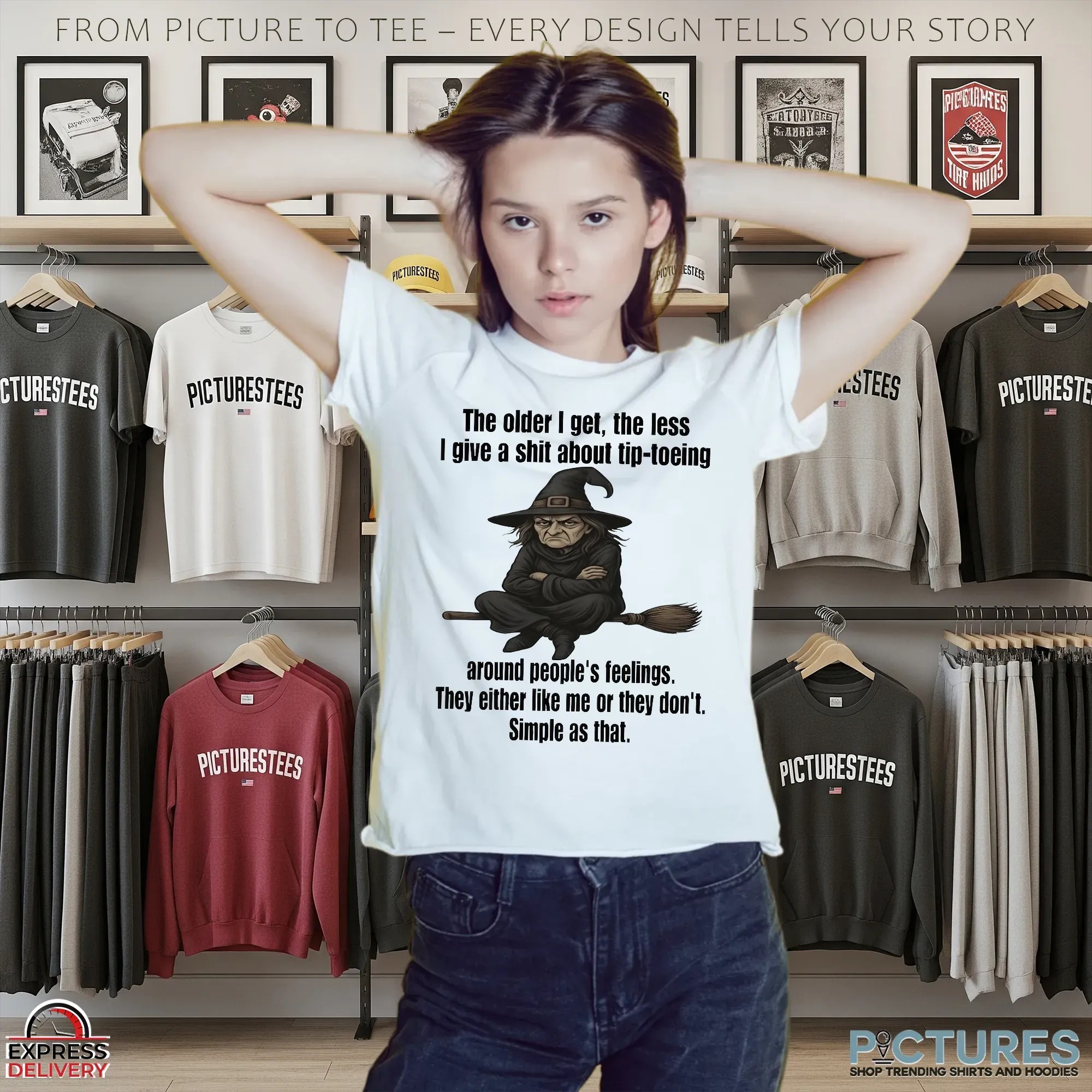 Wizard The Older I Get The Less I Give A Shit About Tip Toeing Around People's Feelings Halloween T Shirt