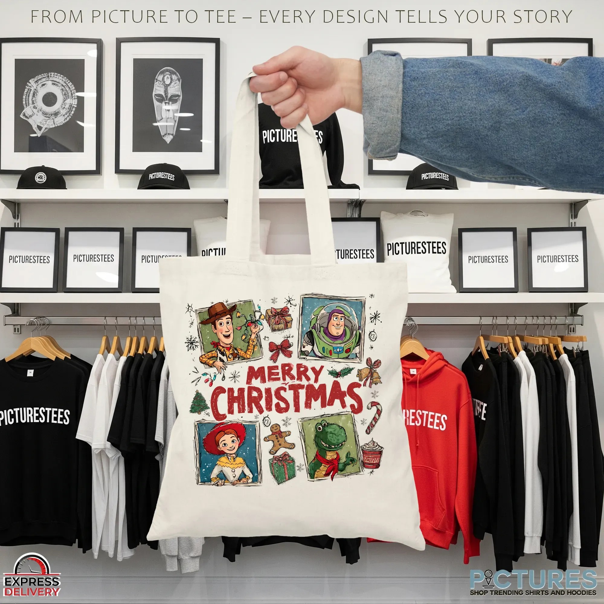 Woody, Buzz, Jessie & Rex Toy Story Holiday Cartoon Merry Christmas T Shirt