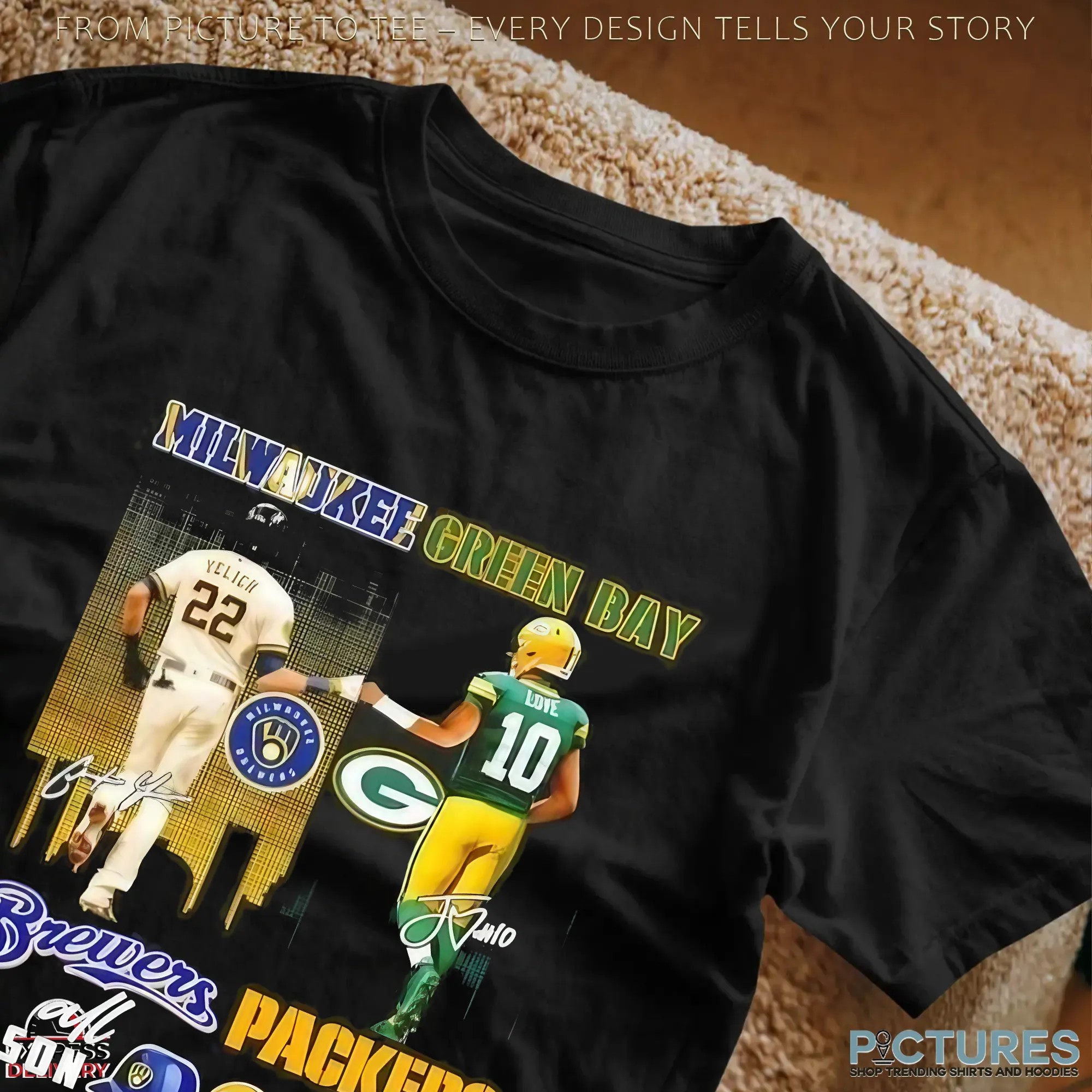Yelich Milwaukee Brewers All Season X Love Green Bay Packers On Sundays Skyline T Shirt