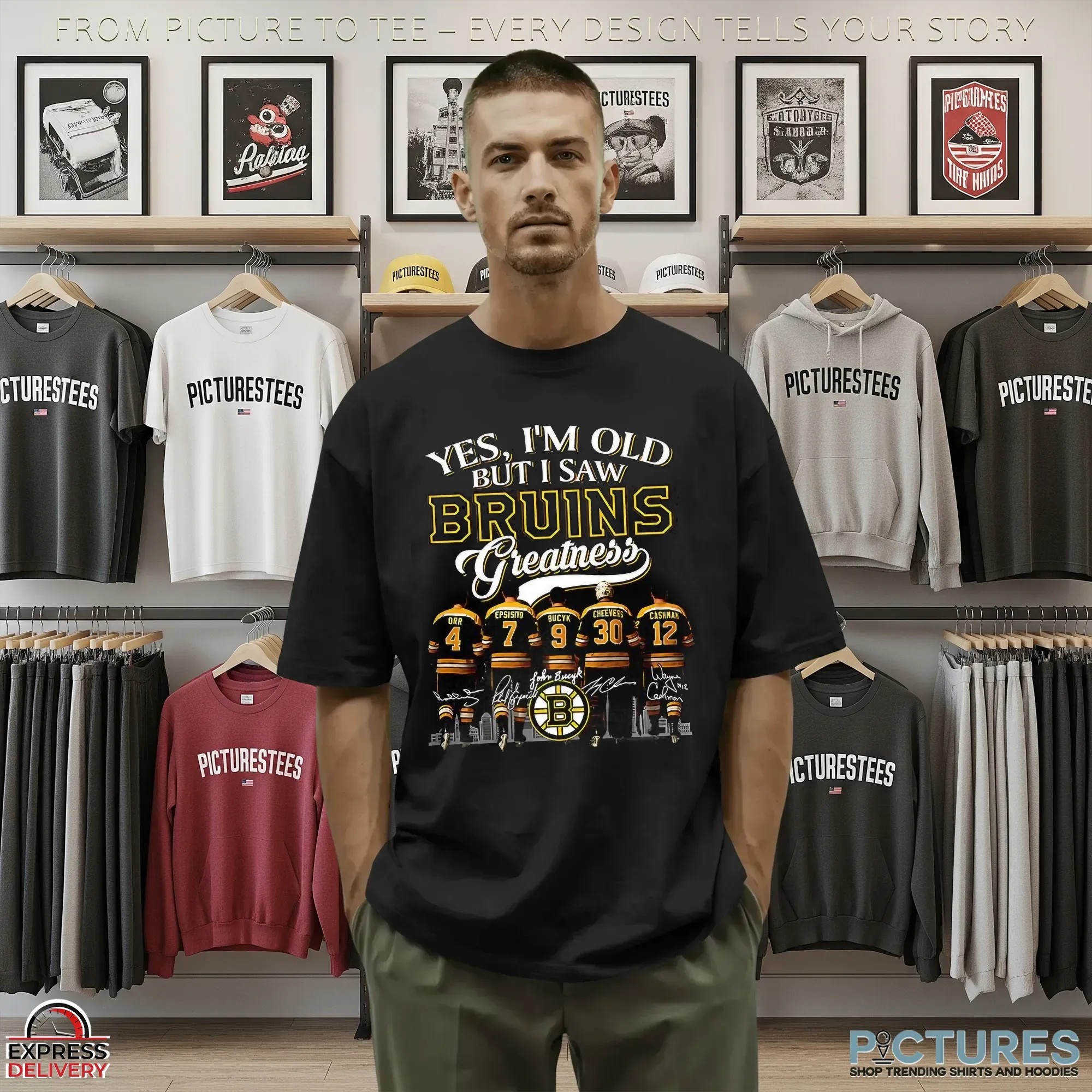 Yes I'm Old But I Saw Boston Bruins Greatness Legends Signature Hockey Fan Parody T Shirt
