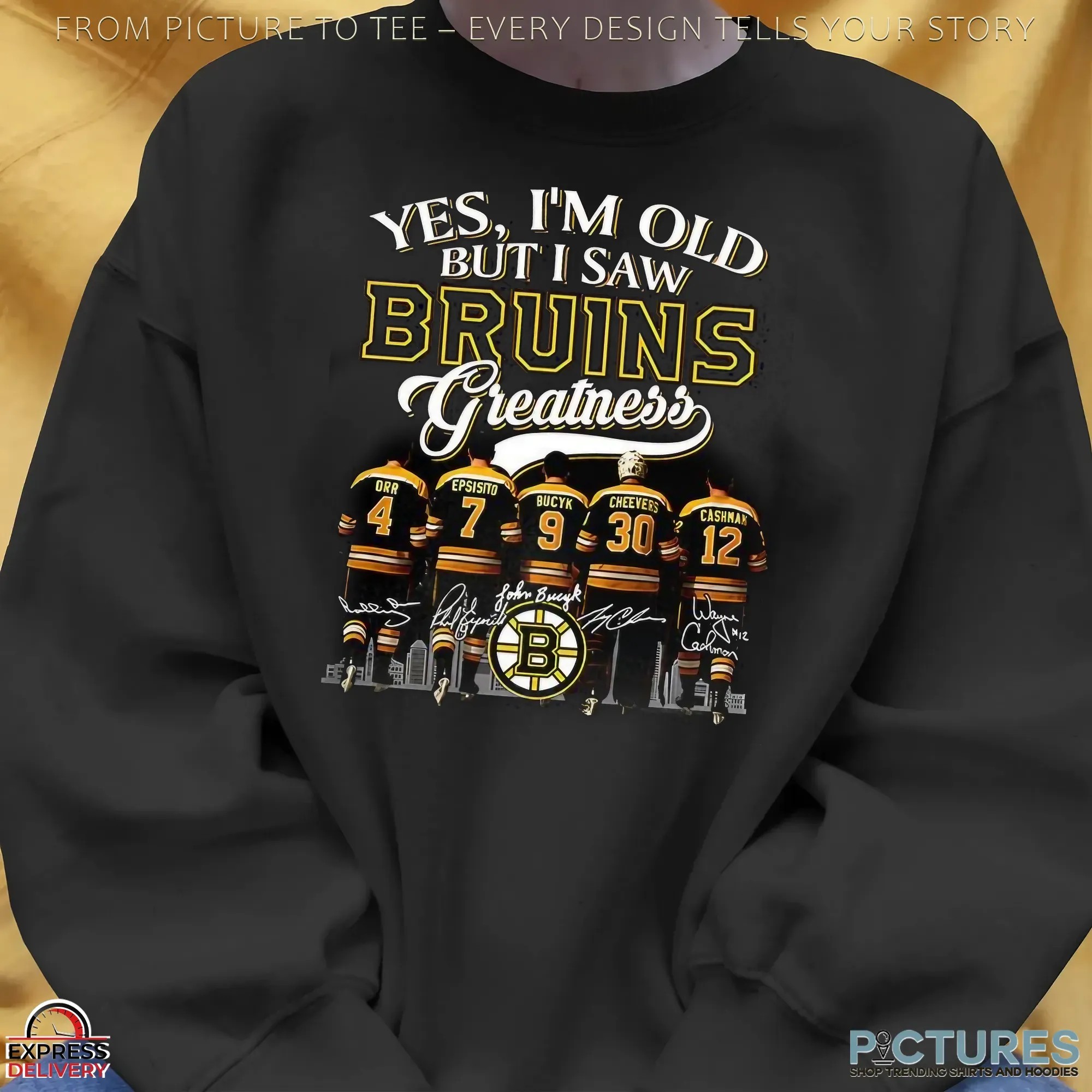 Yes I'm Old But I Saw Boston Bruins Greatness Legends Signature Hockey Fan Parody T Shirt