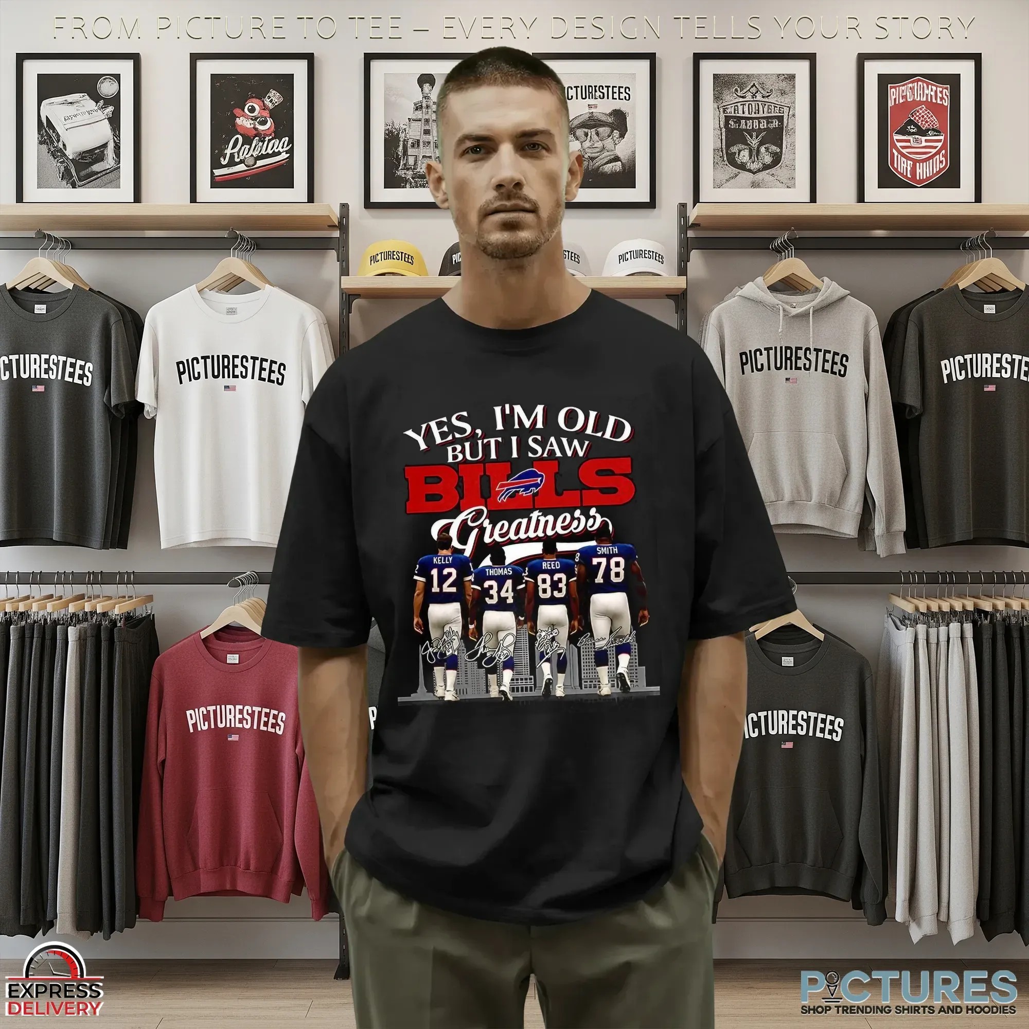Yes I'm Old But I Saw Buffalo Bills Greatness Legends Signature Football Fan Parody T Shirt