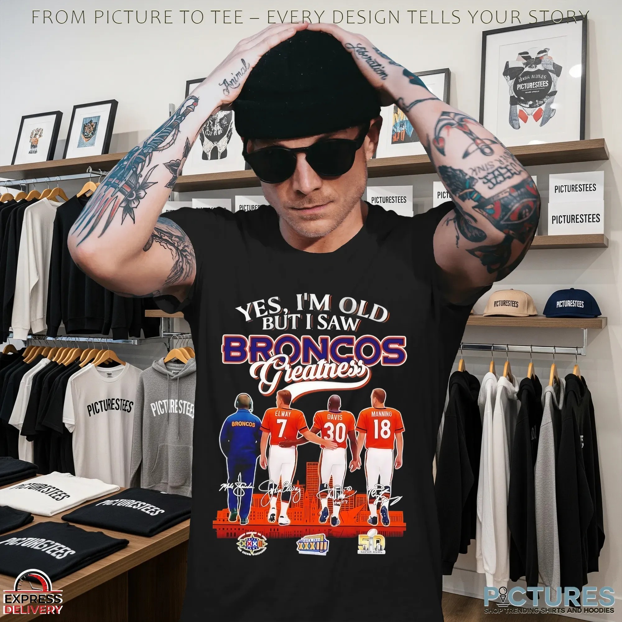 Yes I’m Old But I Saw Denver Broncos Greatness 3x Super Bowl Signatures T Shirt