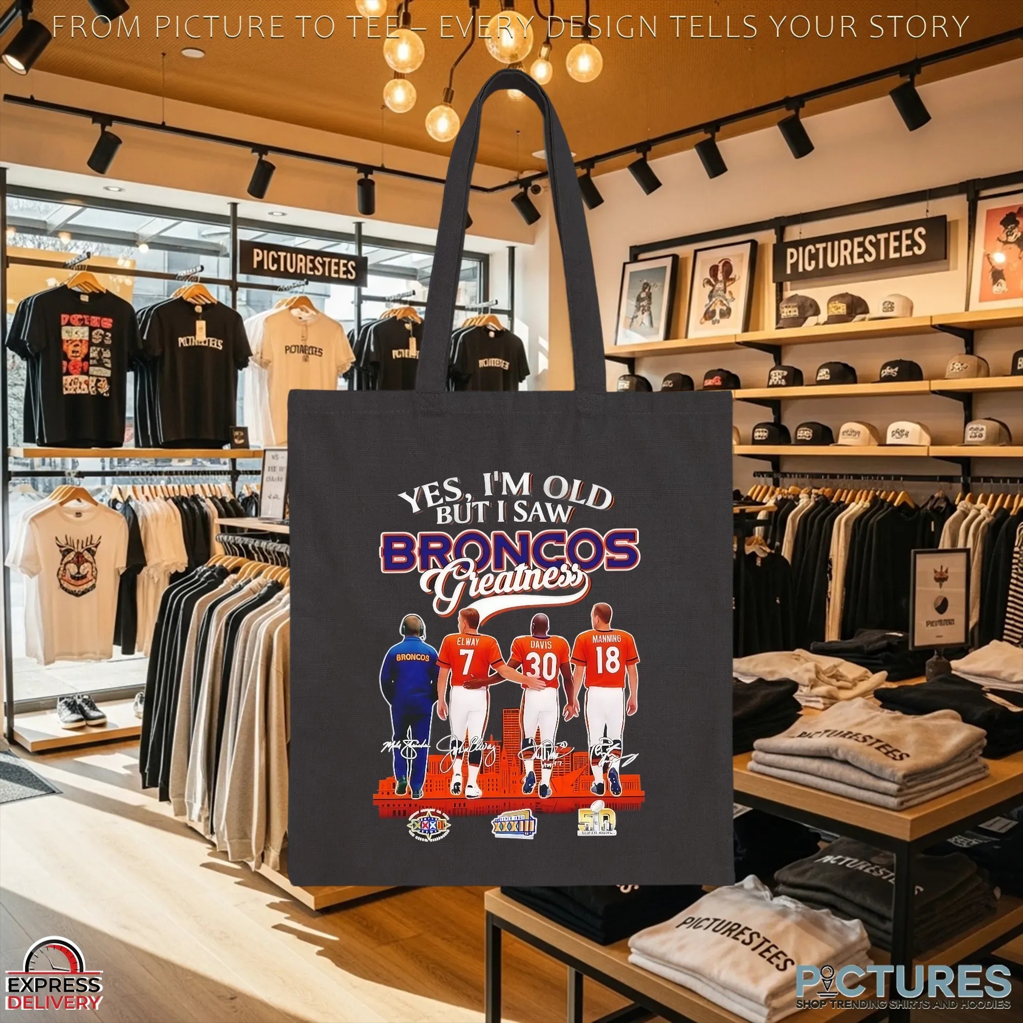 Yes I’m Old But I Saw Denver Broncos Greatness 3x Super Bowl Signatures T Shirt