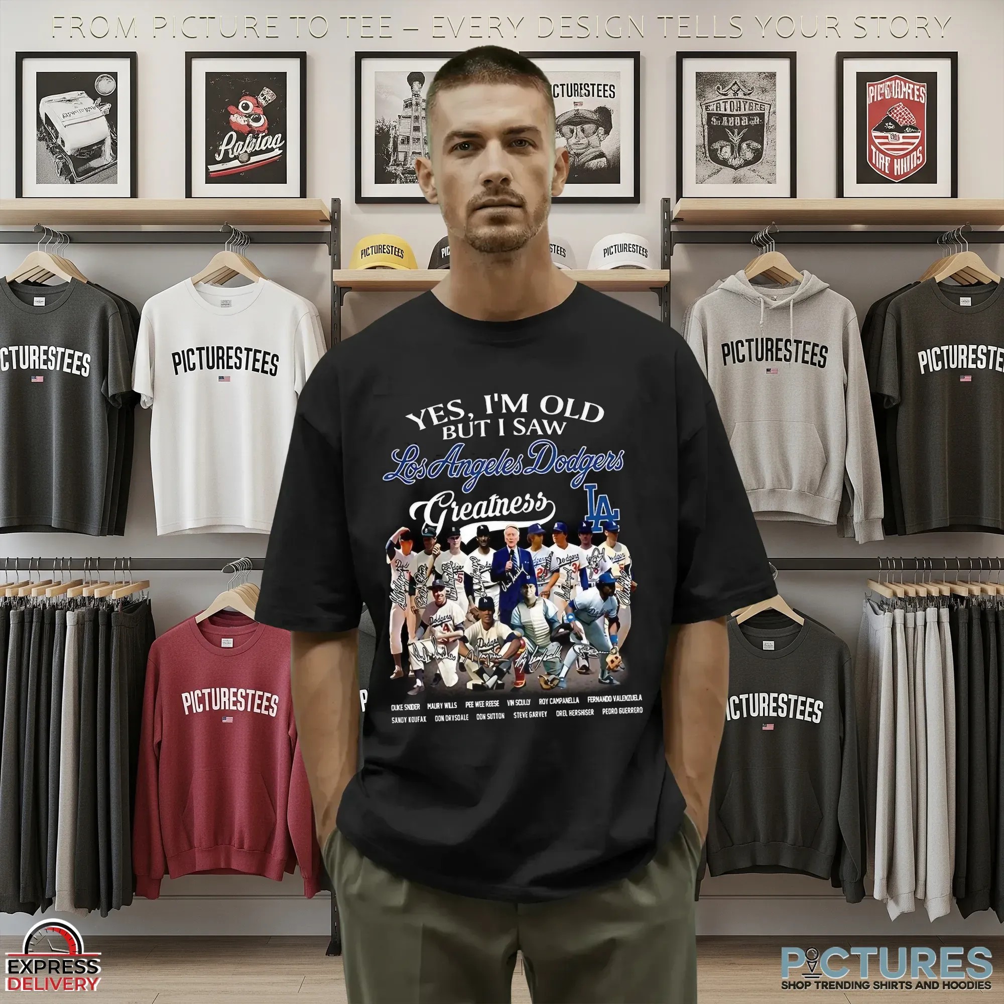 Yes I’m Old But I Saw Los Angeles Dodgers Greatness Legends Signature Baseball Fan Parody T Shirt