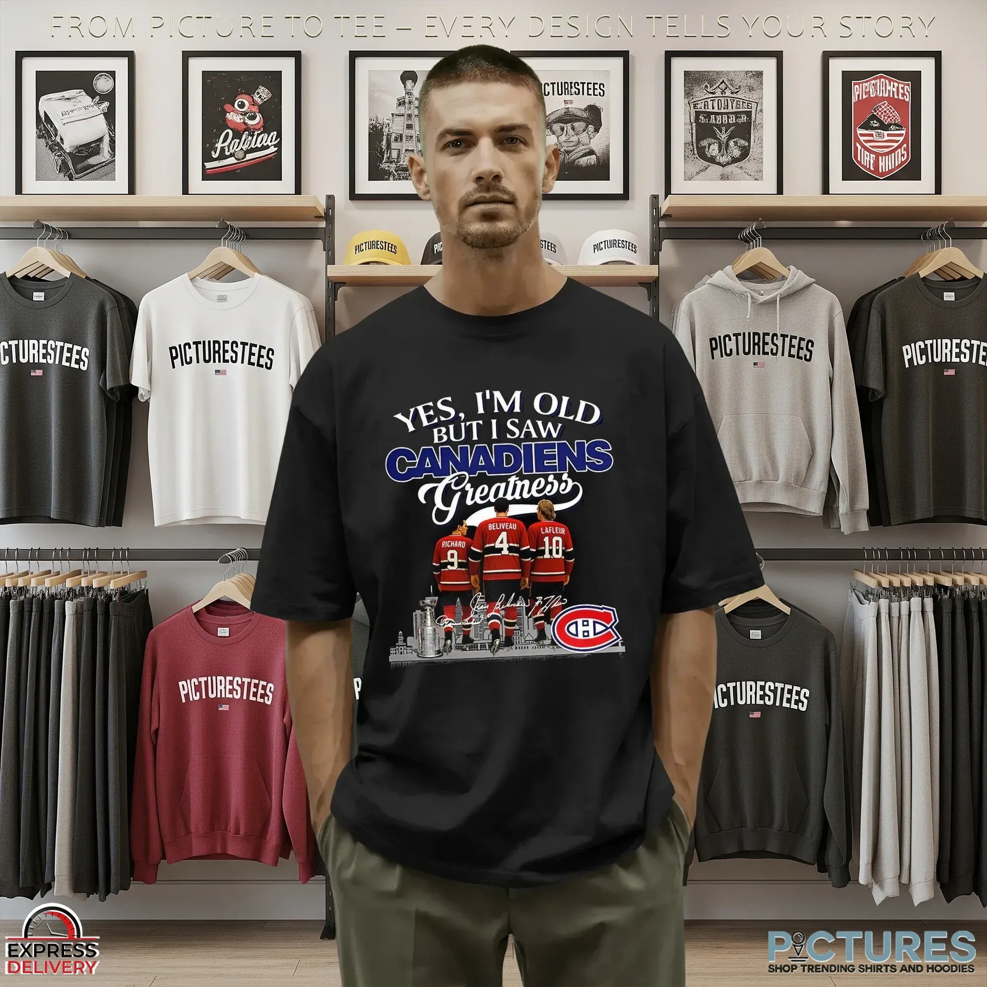 Yes I’m Old But I Saw Montreal Canadiens Legends City Skyline Signature Hockey Fan Parody T Shirt