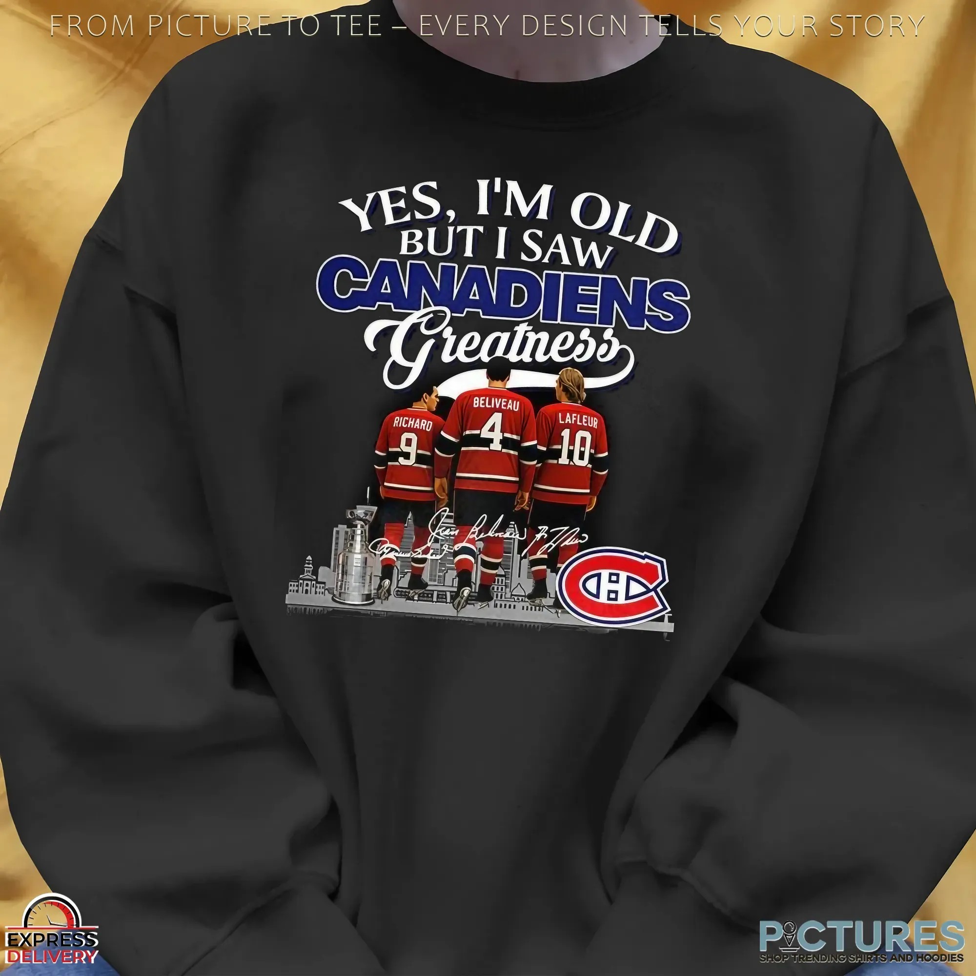Yes I’m Old But I Saw Montreal Canadiens Legends City Skyline Signature Hockey Fan Parody T Shirt