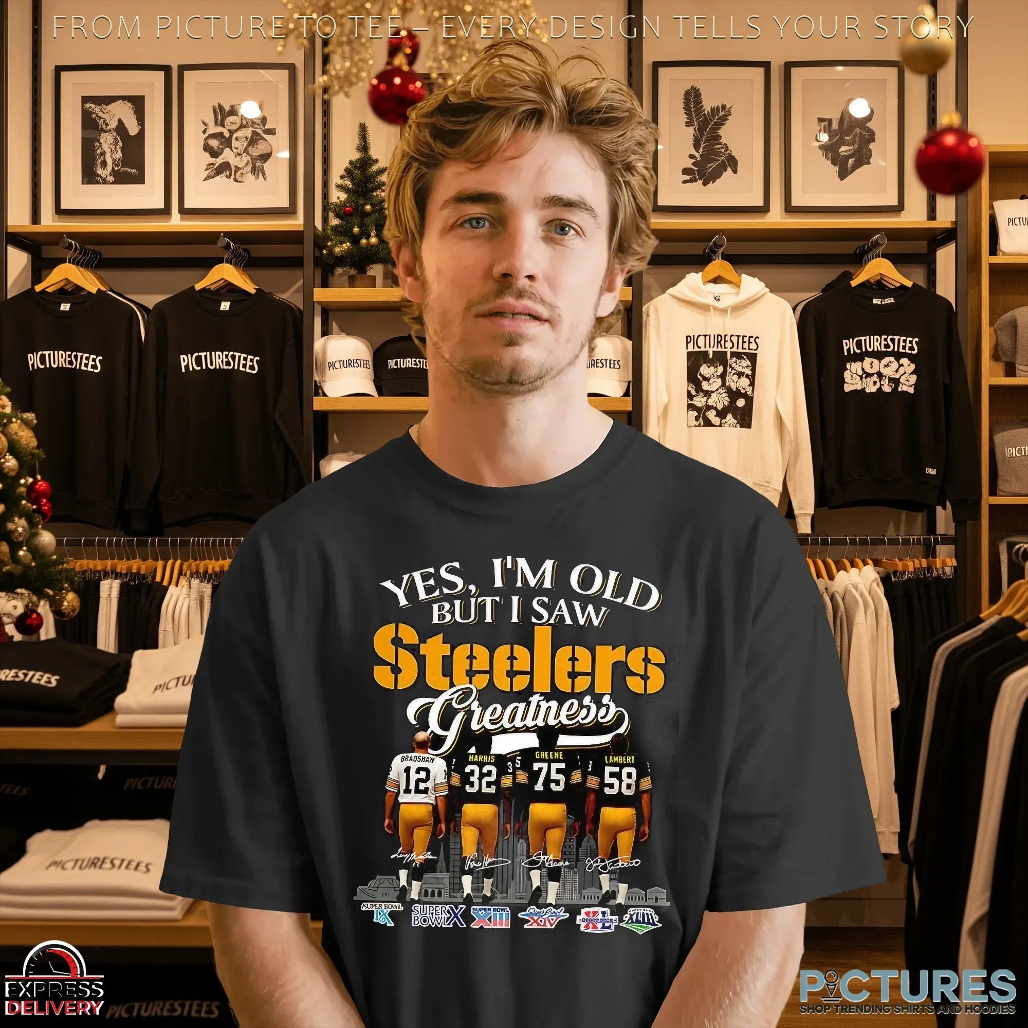 Yes I’m Old But I Saw Pittsburgh Steelers Squad Greatness Legends Signature Football Parody T Shirt