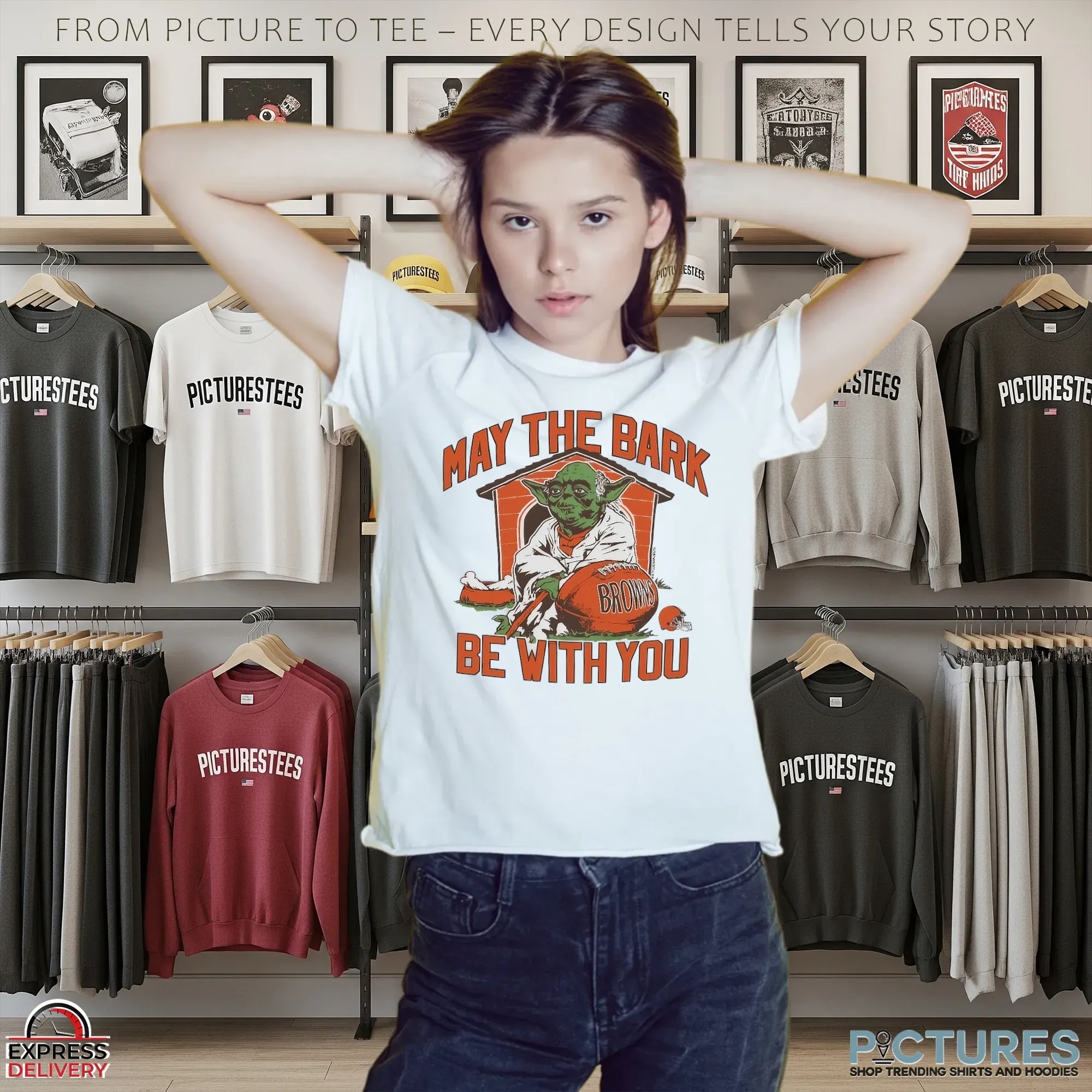 Yoda X Cleveland Browns Football May The Bark Be With You Star Wars Football Mashup T Shirt