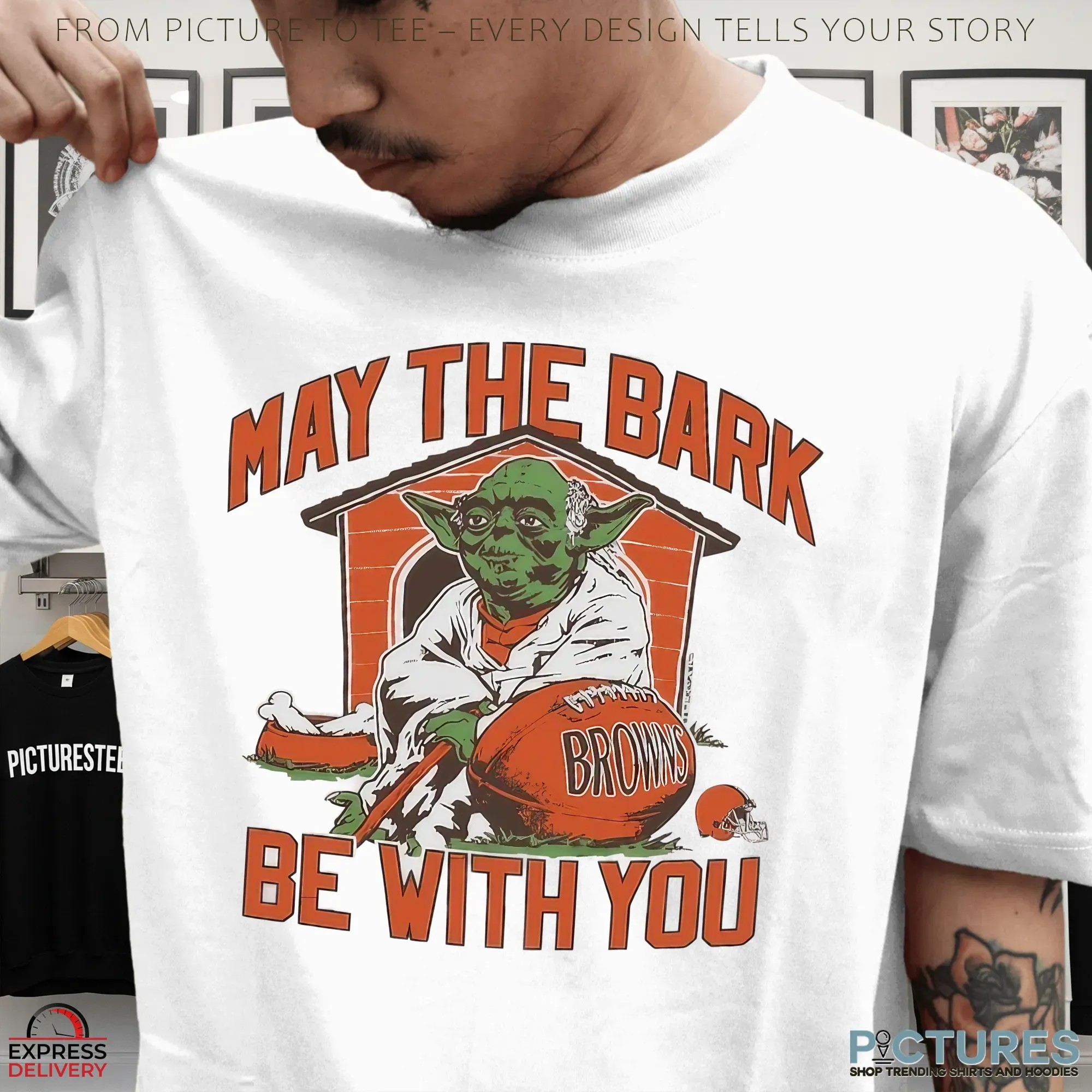 Yoda X Cleveland Browns Football May The Bark Be With You Star Wars Football Mashup T Shirt