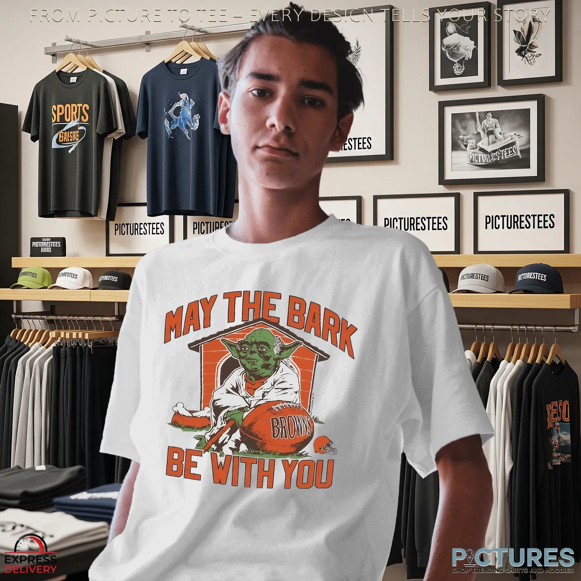 Yoda X Cleveland Browns Football May The Bark Be With You Star Wars Football Mashup T Shirt