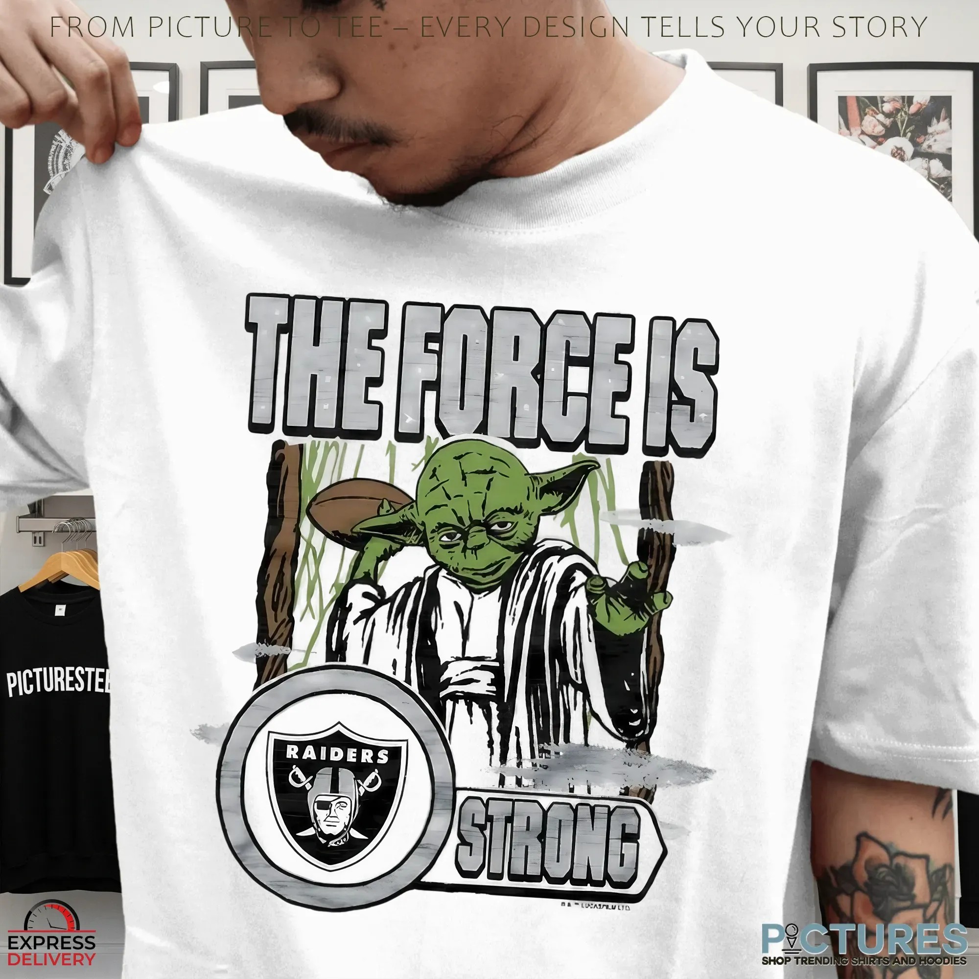 Yoda x Las Vegas Raiders The Force is Strong Football Star Wars Mashup T Shirt