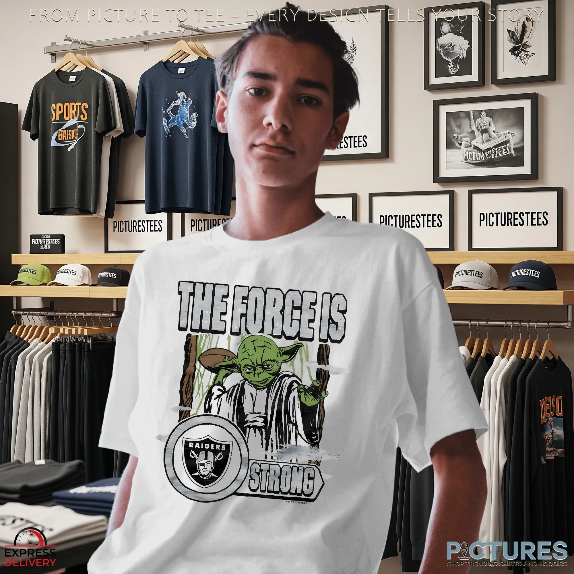 Yoda x Las Vegas Raiders The Force is Strong Football Star Wars Mashup T Shirt